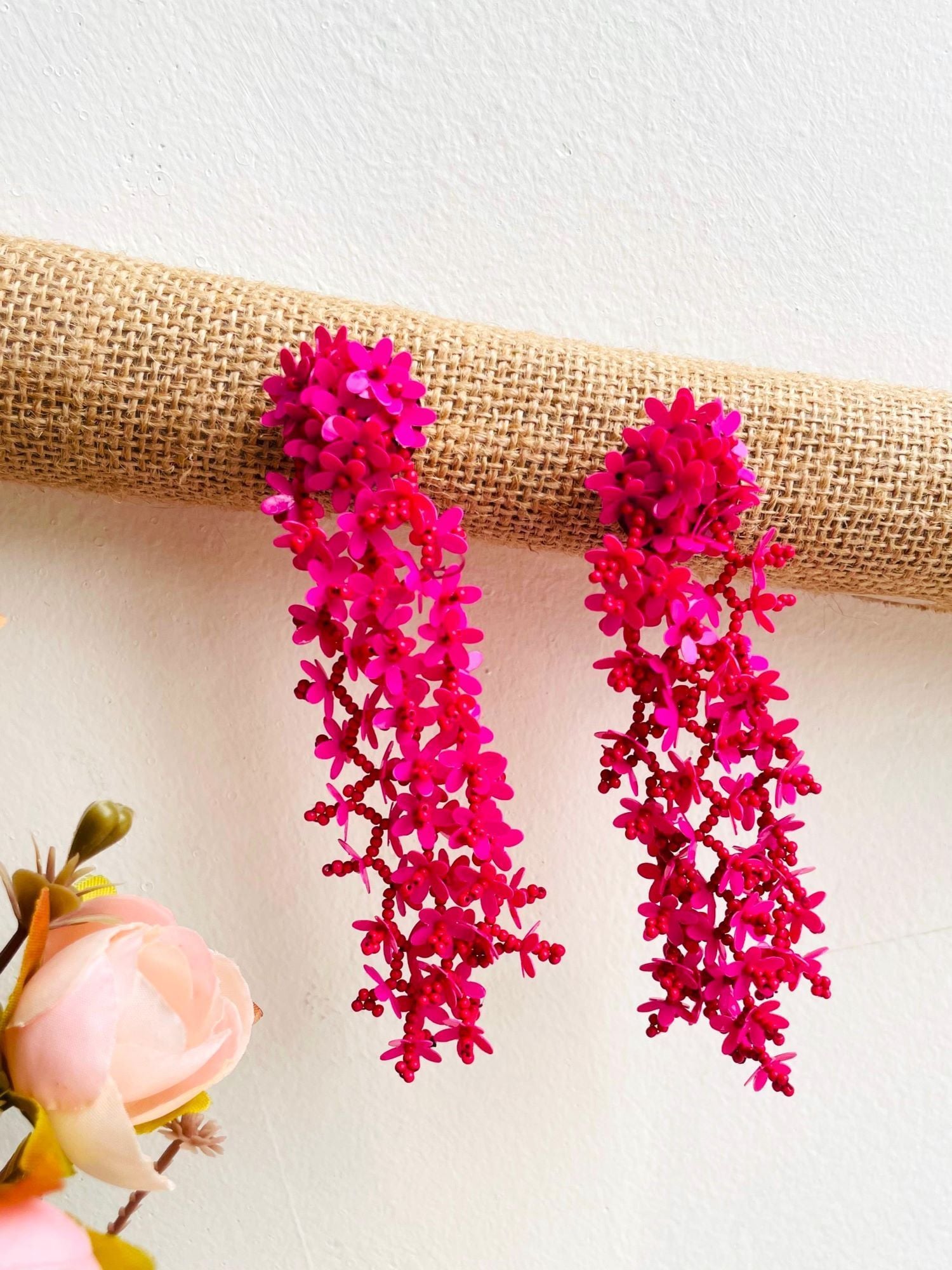 Summer Splash Yellow-Orange Beaded Handmade Dangler Earrings for Haldi