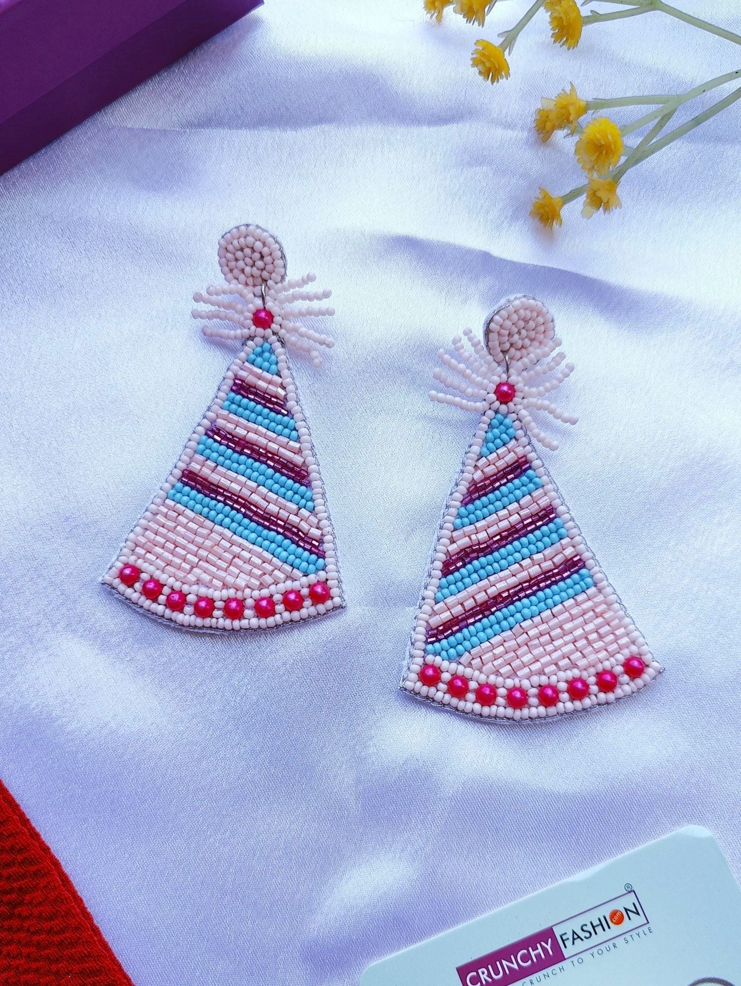 Festive Radiance: Multicolor Beaded Handmade Drop Earrings for Women and Girls