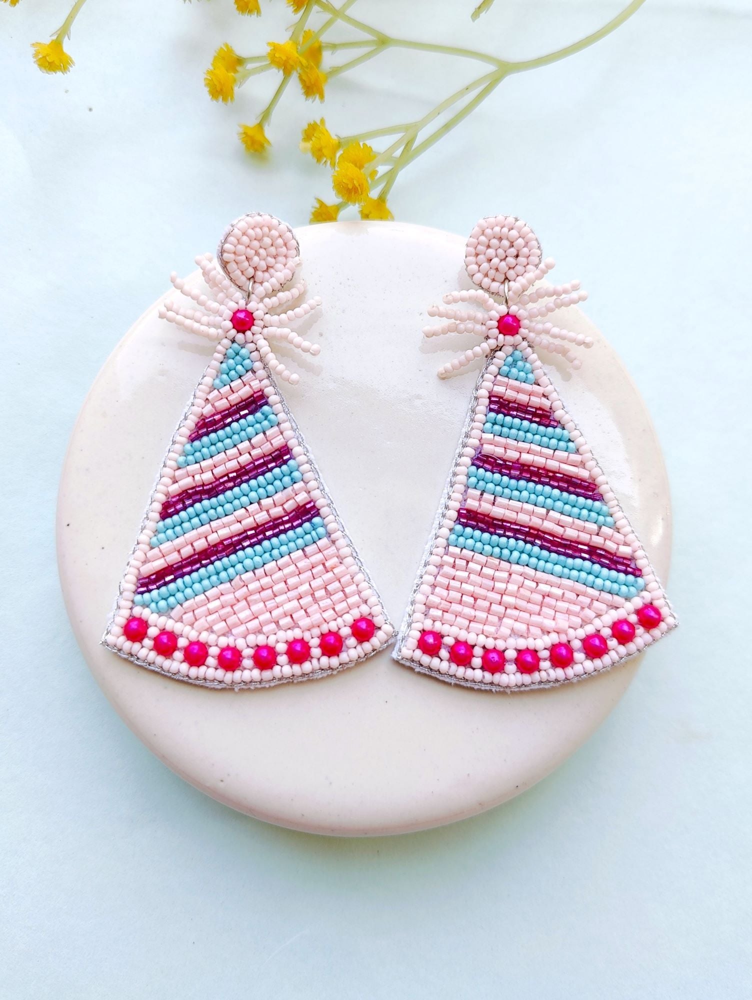 Festive Radiance: Multicolor Beaded Handmade Drop Earrings for Women and Girls