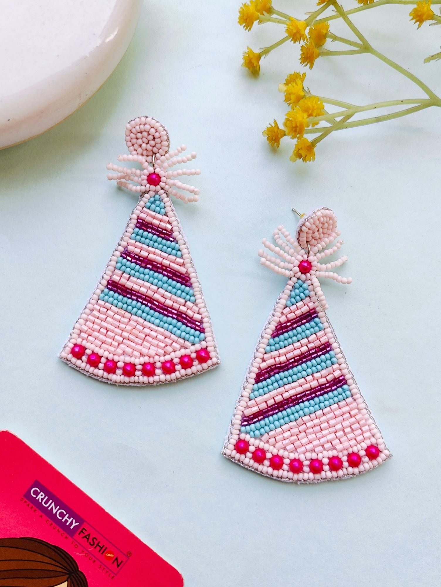 Festive Radiance: Multicolor Beaded Handmade Drop Earrings for Women and Girls