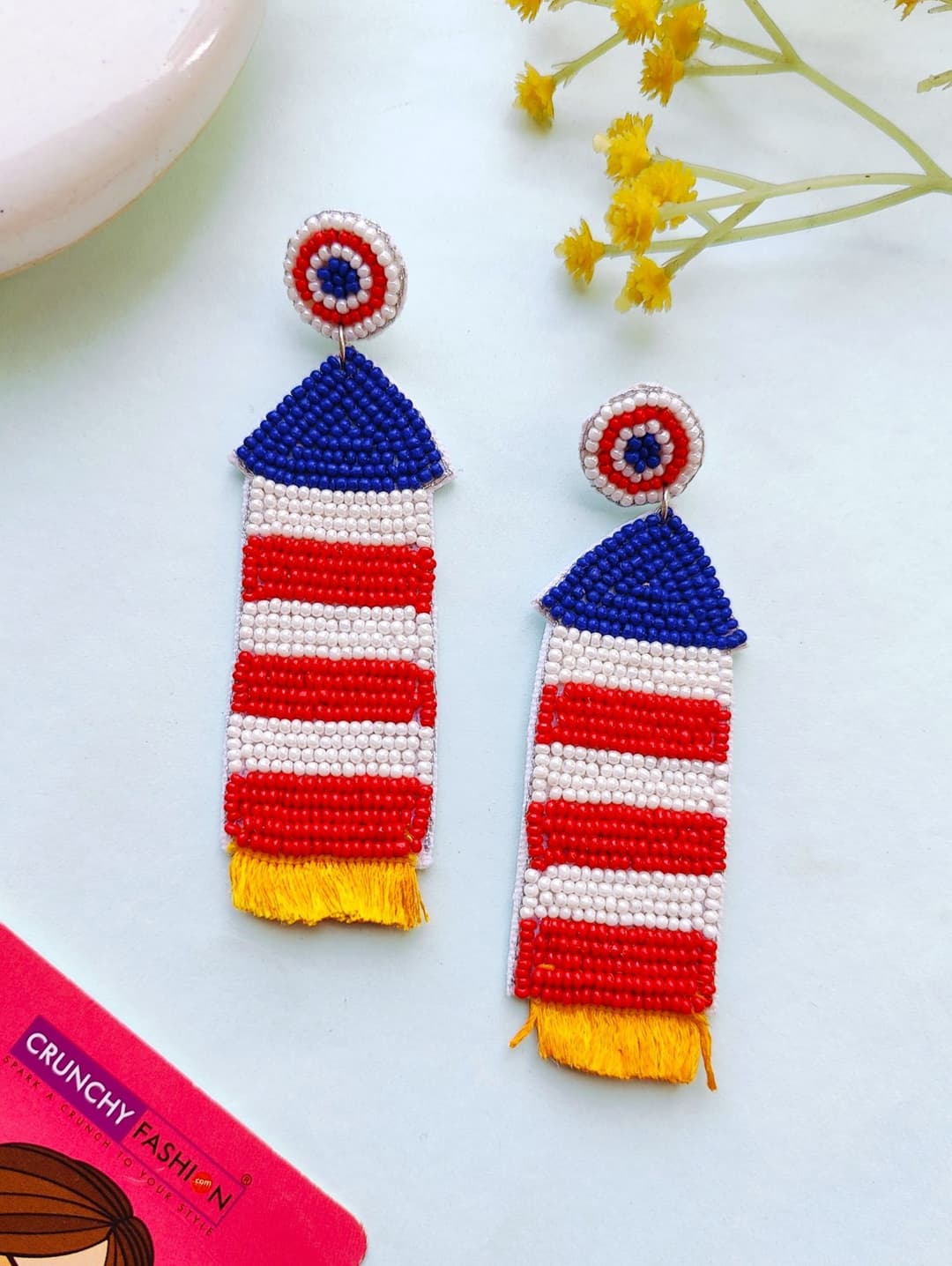 Diwali Rocket shaped Handmade Beaded Earrings for Women