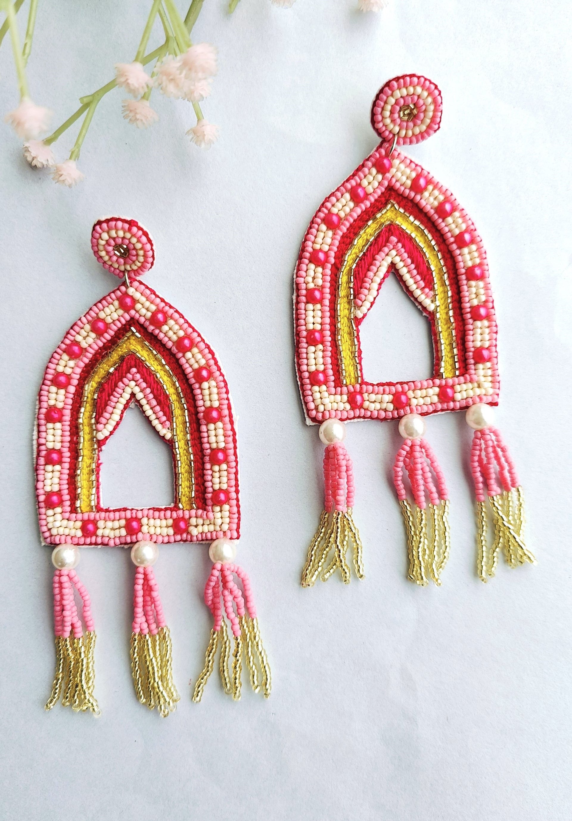 Handcrafted Pink Long Drop Earrings: For Fashion-forward for Females