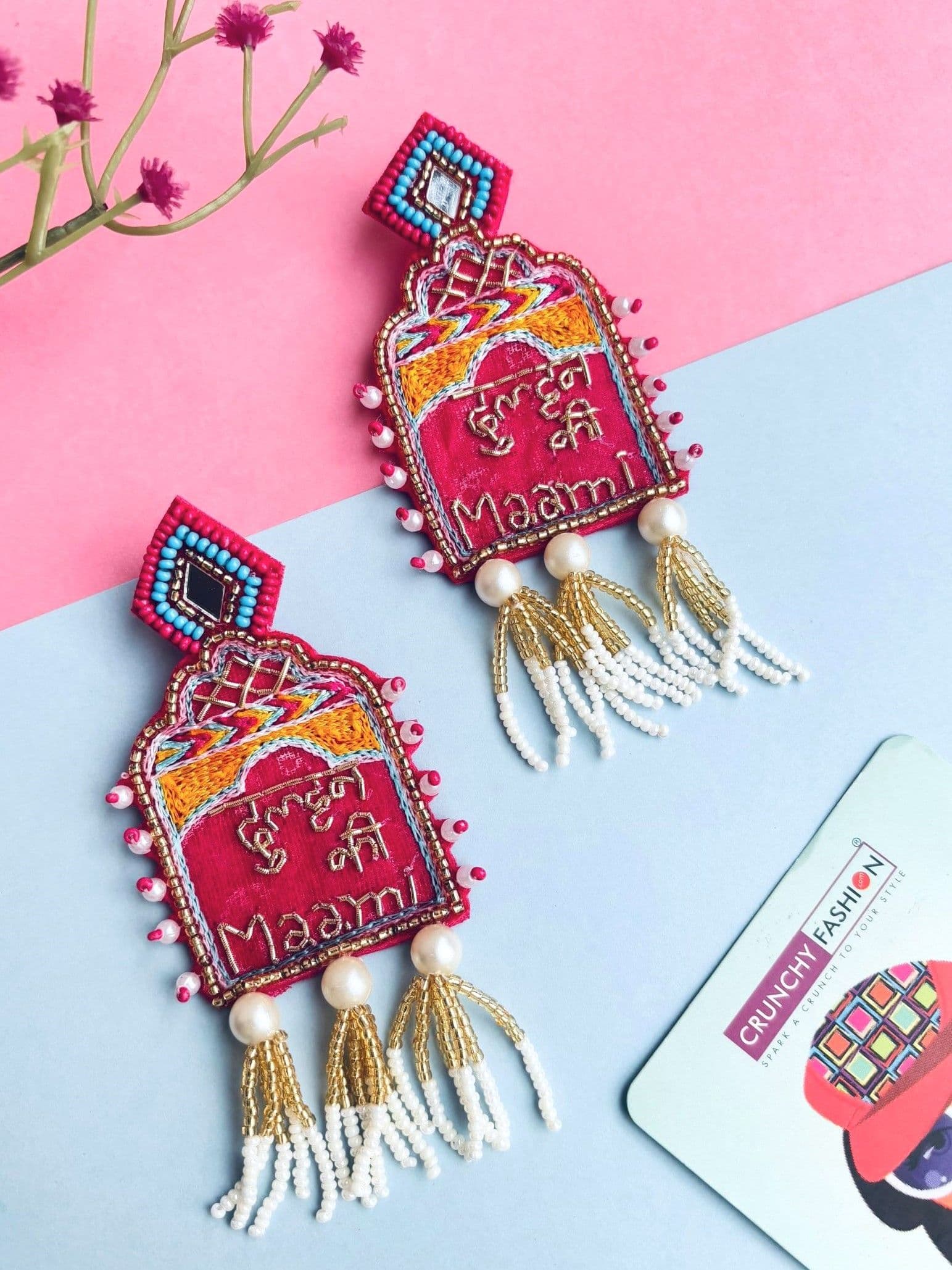 Handcrafted pink beaded drop earrings, ideal for women and summer weddings