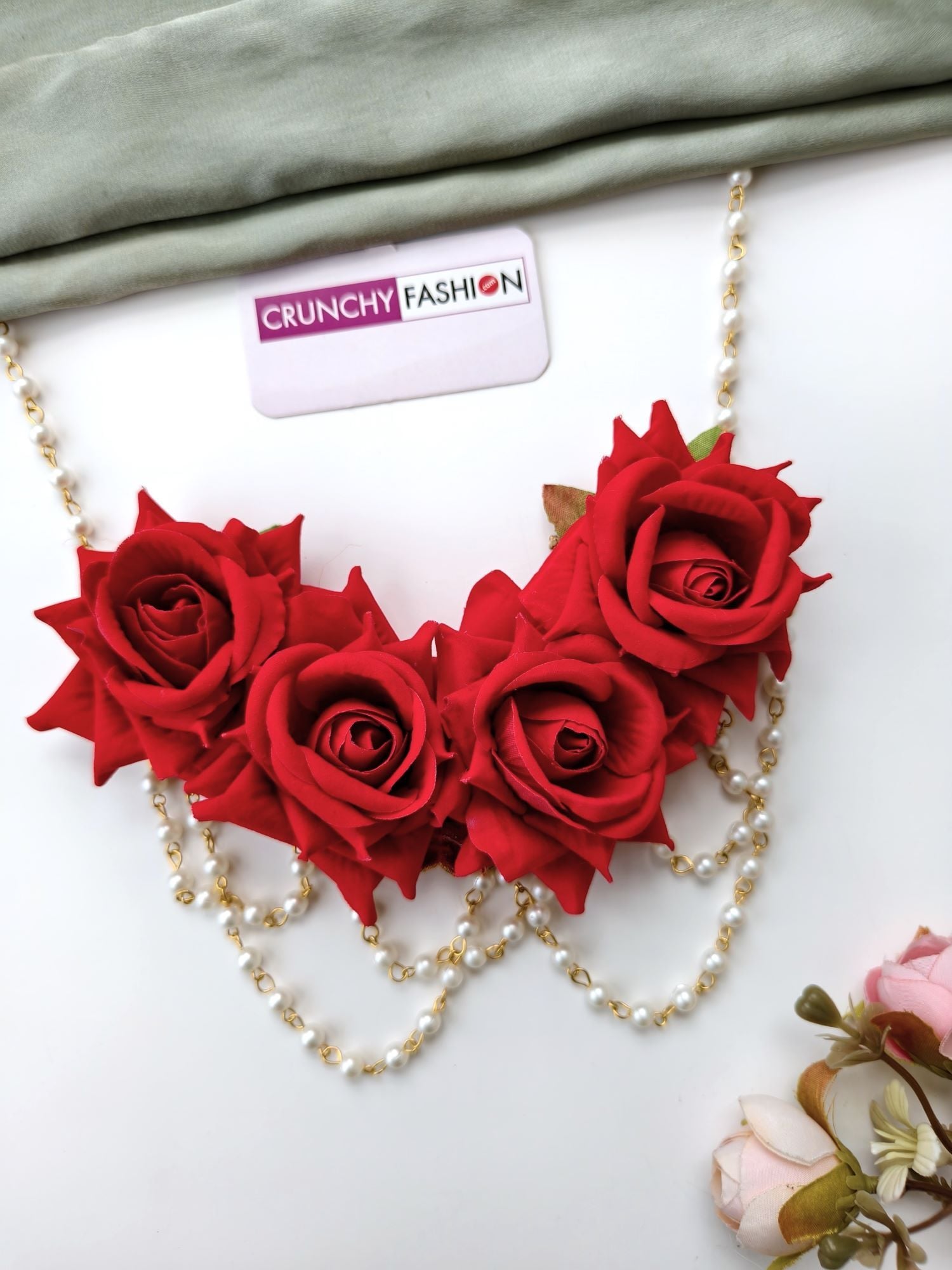 Floral Majesty - Red Rose Bridal Jewellery Set for Haldi Ceremony