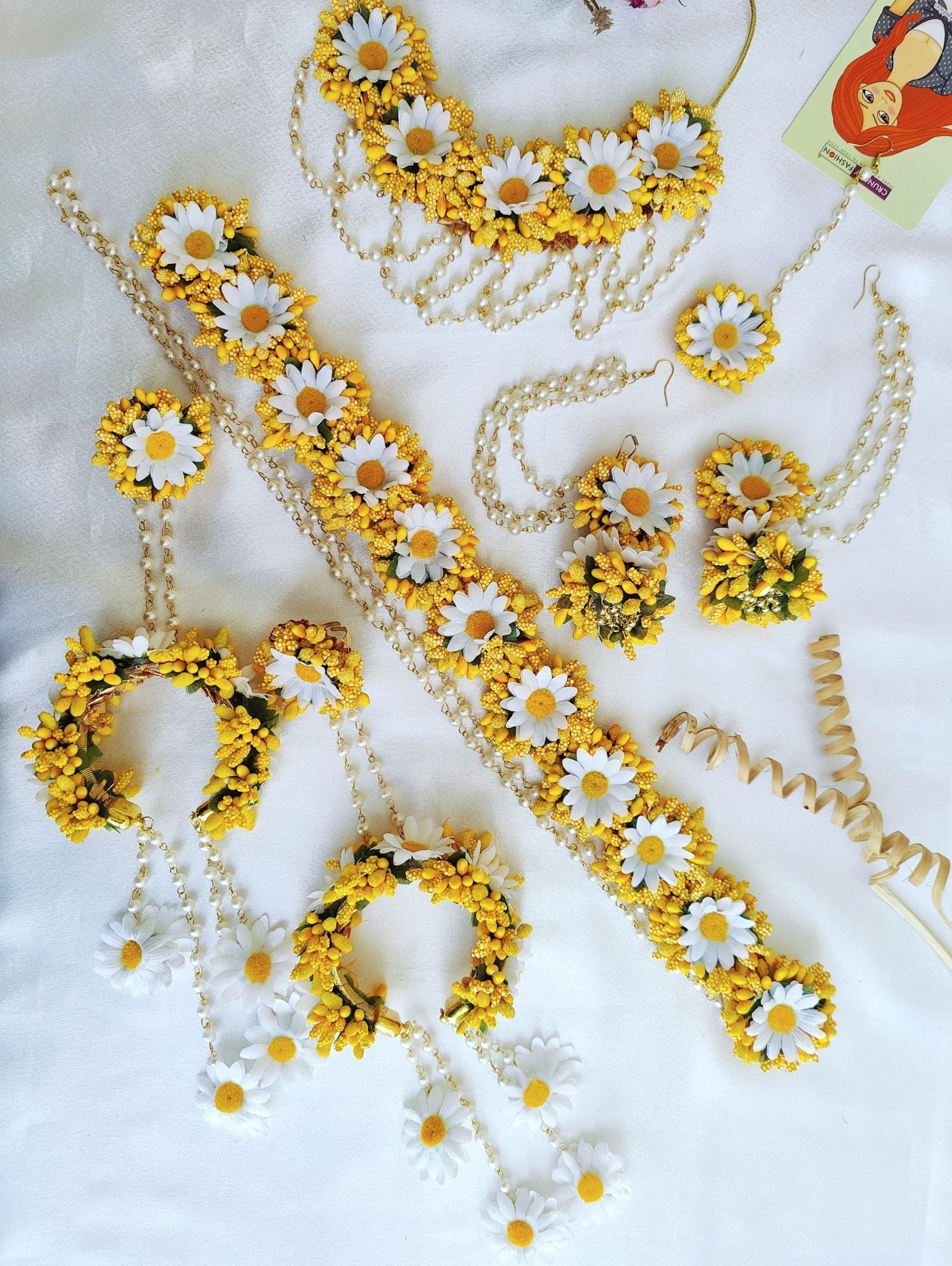 HANDICRAFT Delicate Floral Haldi Jewellery Set for Bride