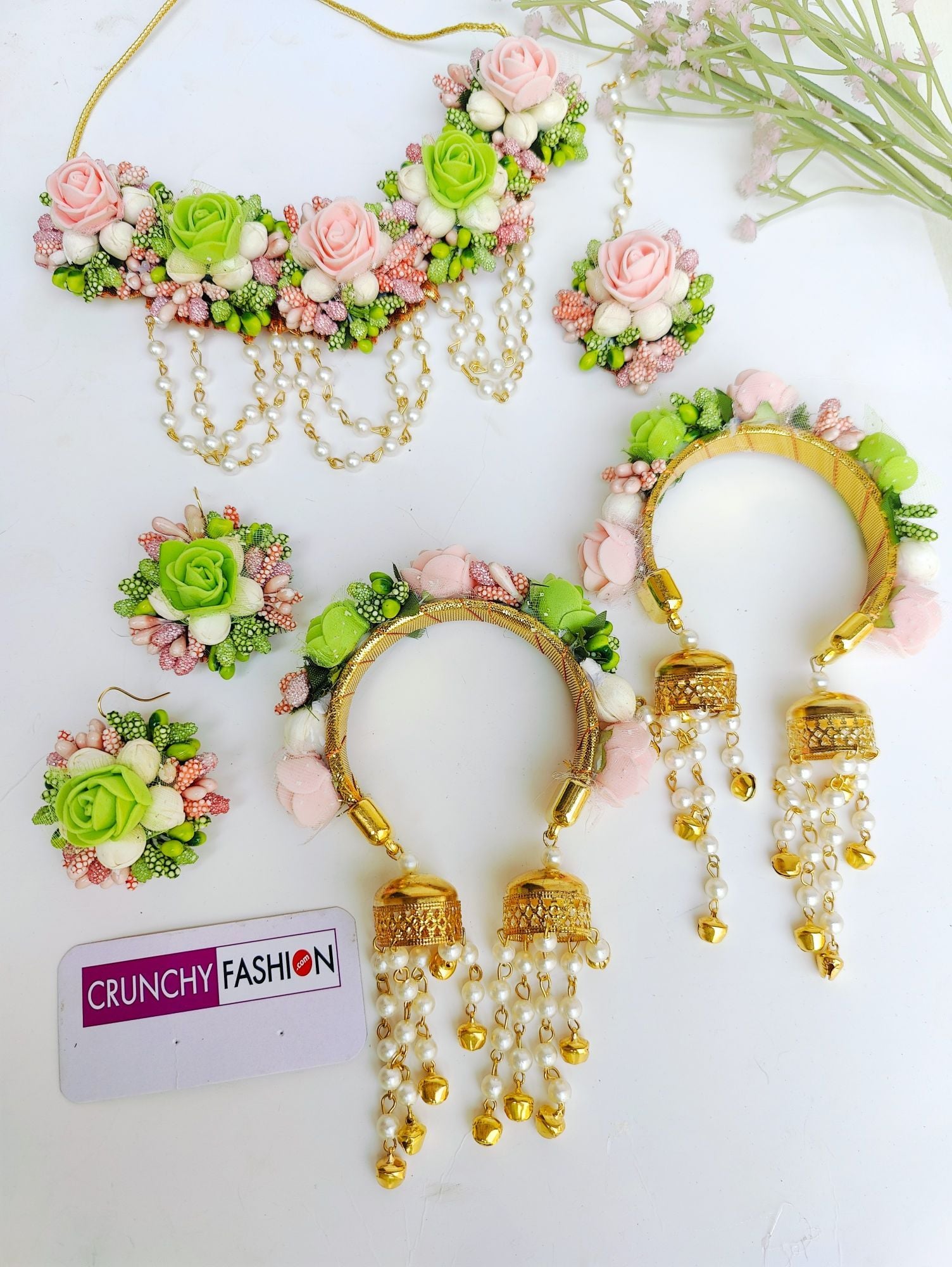 Bridal Harmony: Haldi Flower-Themed Handicraft Jewellery Set for Women