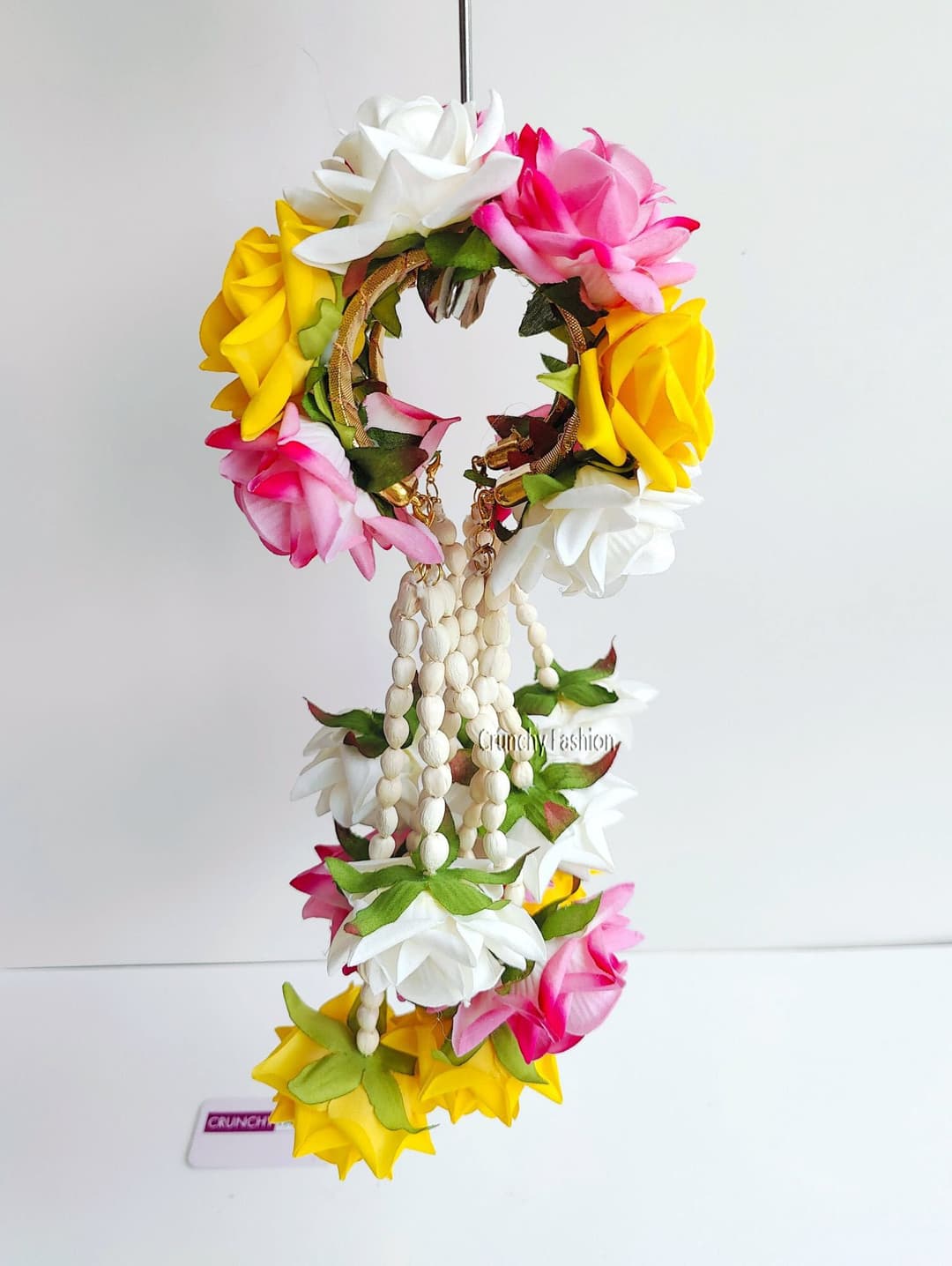 Designer Yellow-PInk Floral Bridal Kalire for Weddings