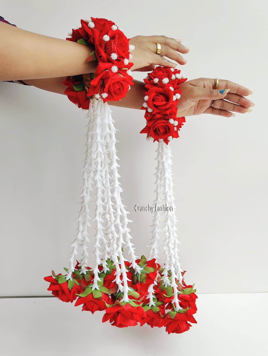 Vivid Red Roses Floral Kalire for Brides Haldi