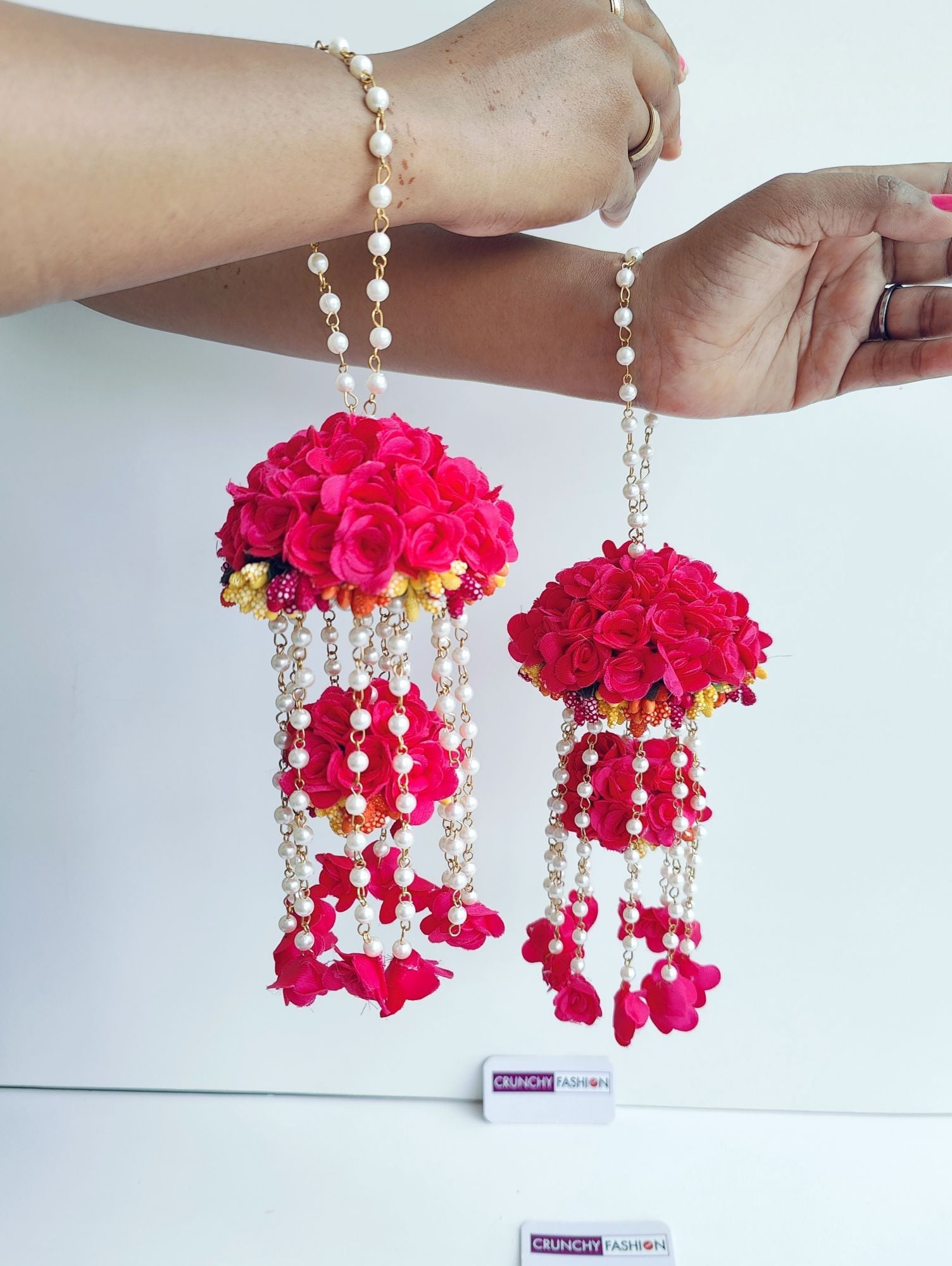 Hot Pink-Yellow Floral Kaleere for Haldi, Mehndi, Weddings