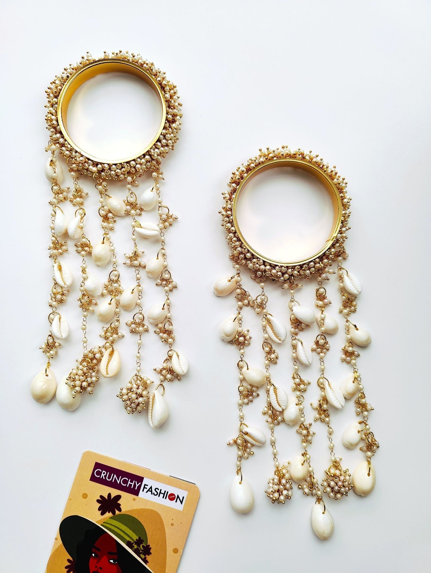 Gold & White Pearl Kaleere – Bridal Kalira for Haldi, Mehendi, Wedding