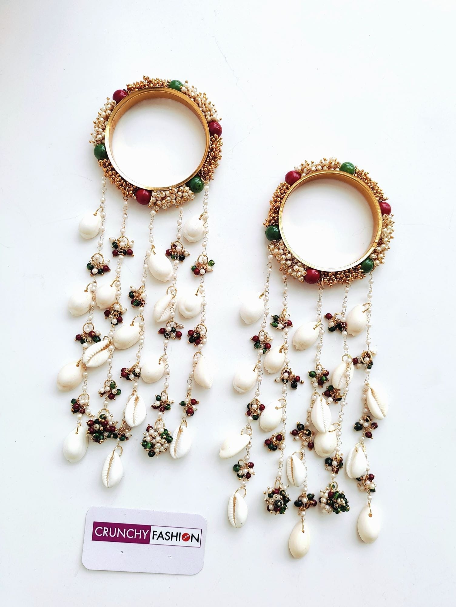 Red-Green Pearl & Shell Bridal Kaleere