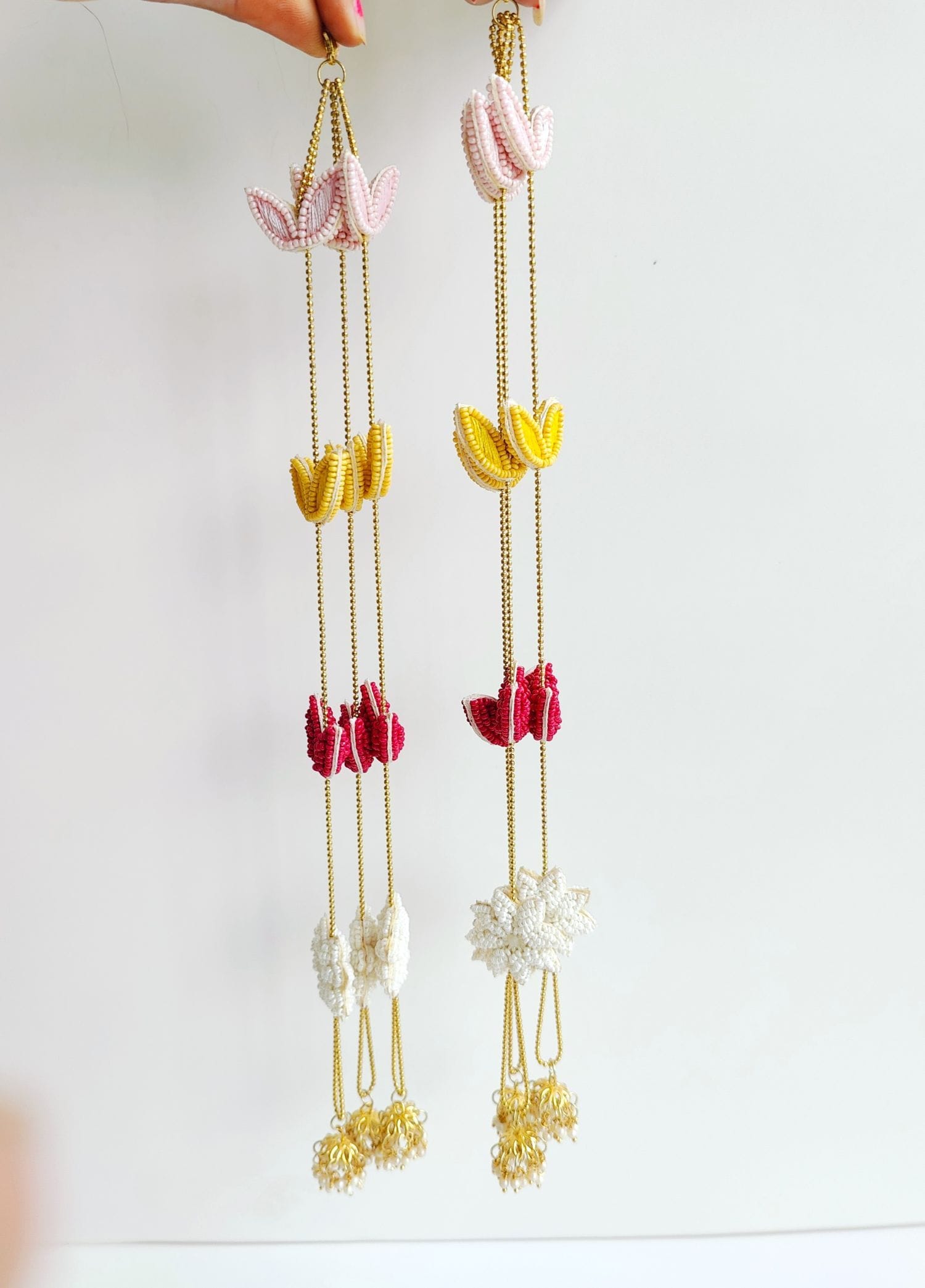 Designer Floral Kaleere: Pink, Yellow, White for Brides & Haldi