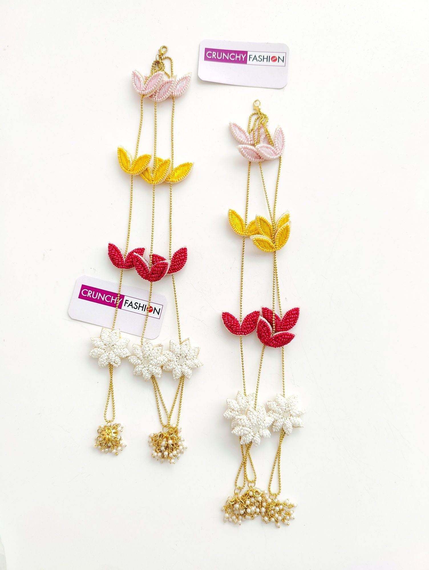 Designer Floral Kaleere: Pink, Yellow, White for Brides & Haldi