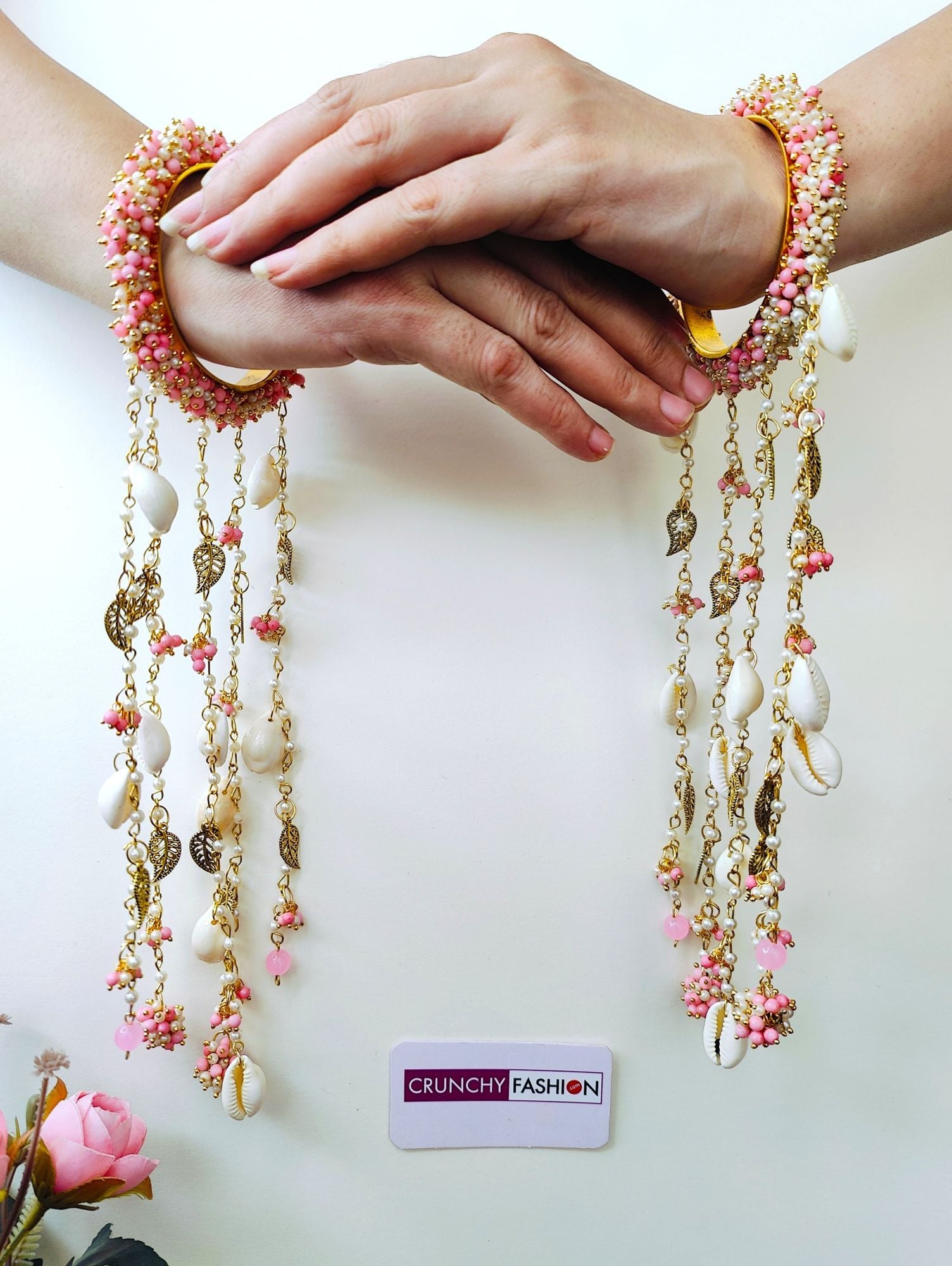 Handmade Bridal Pink-White Pearl Floral Kaliras