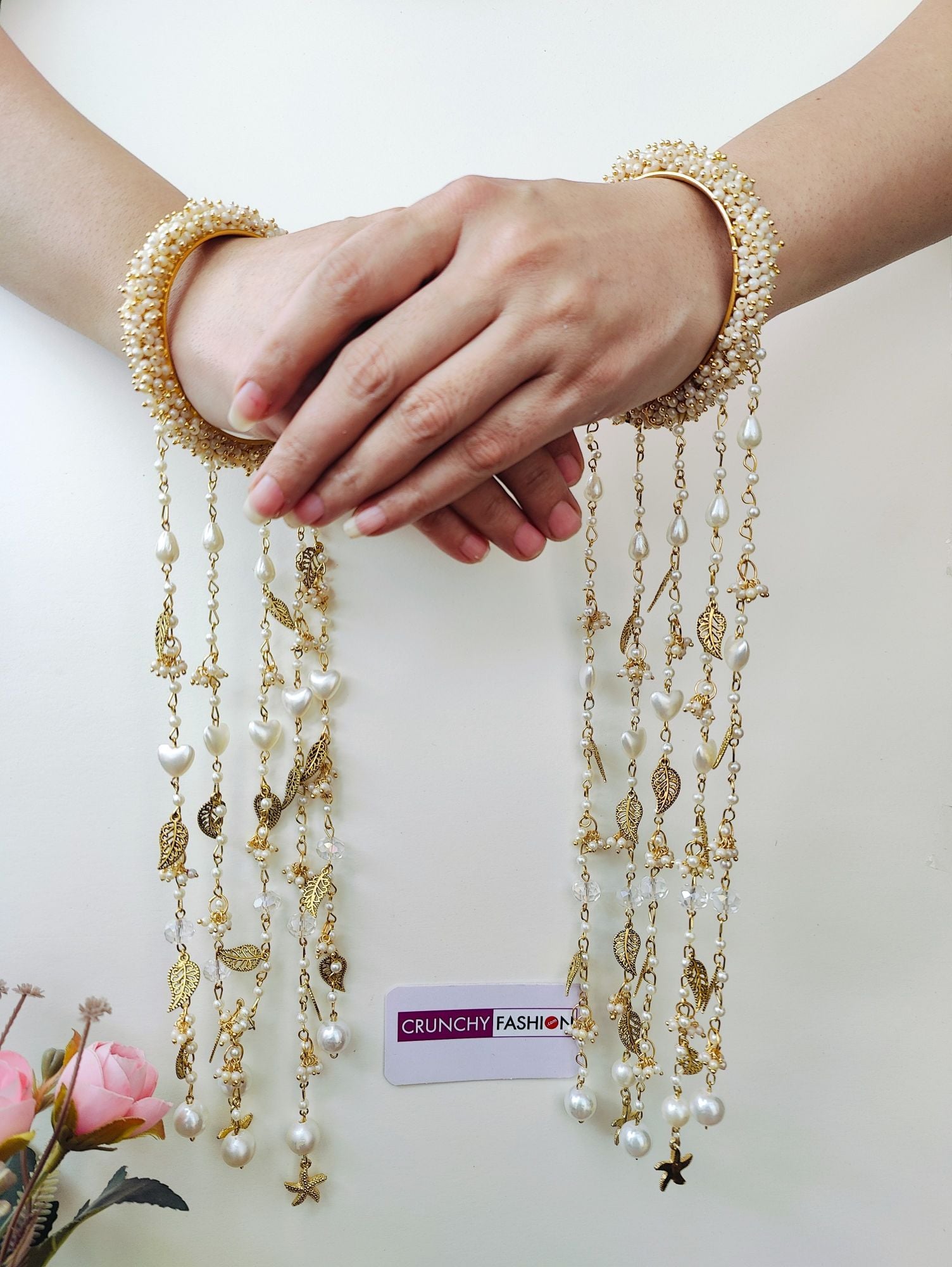 Handmade White Pearl & Sea Shell Bridal Kaliras