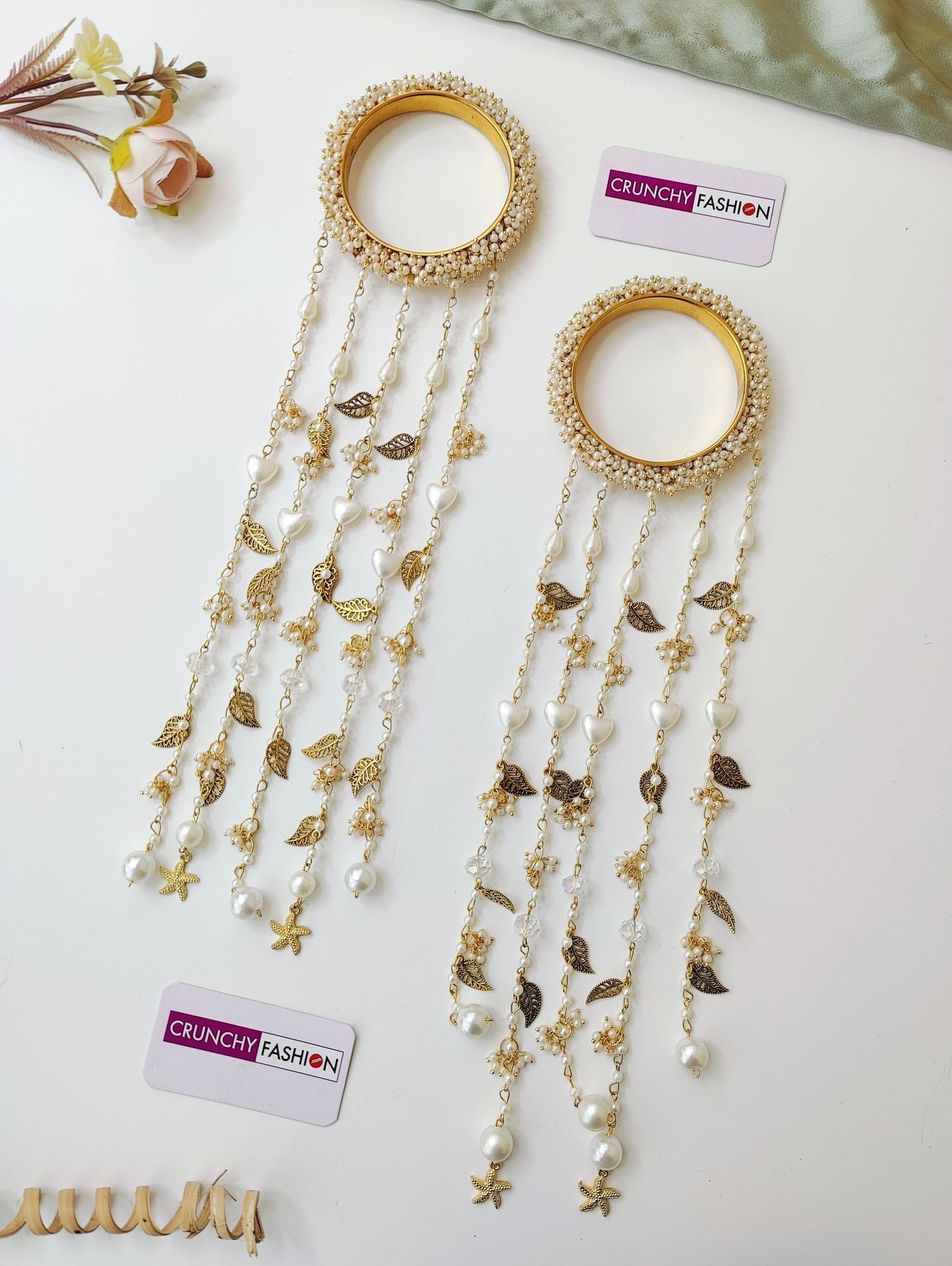 Handmade White Pearl & Sea Shell Bridal Kaliras