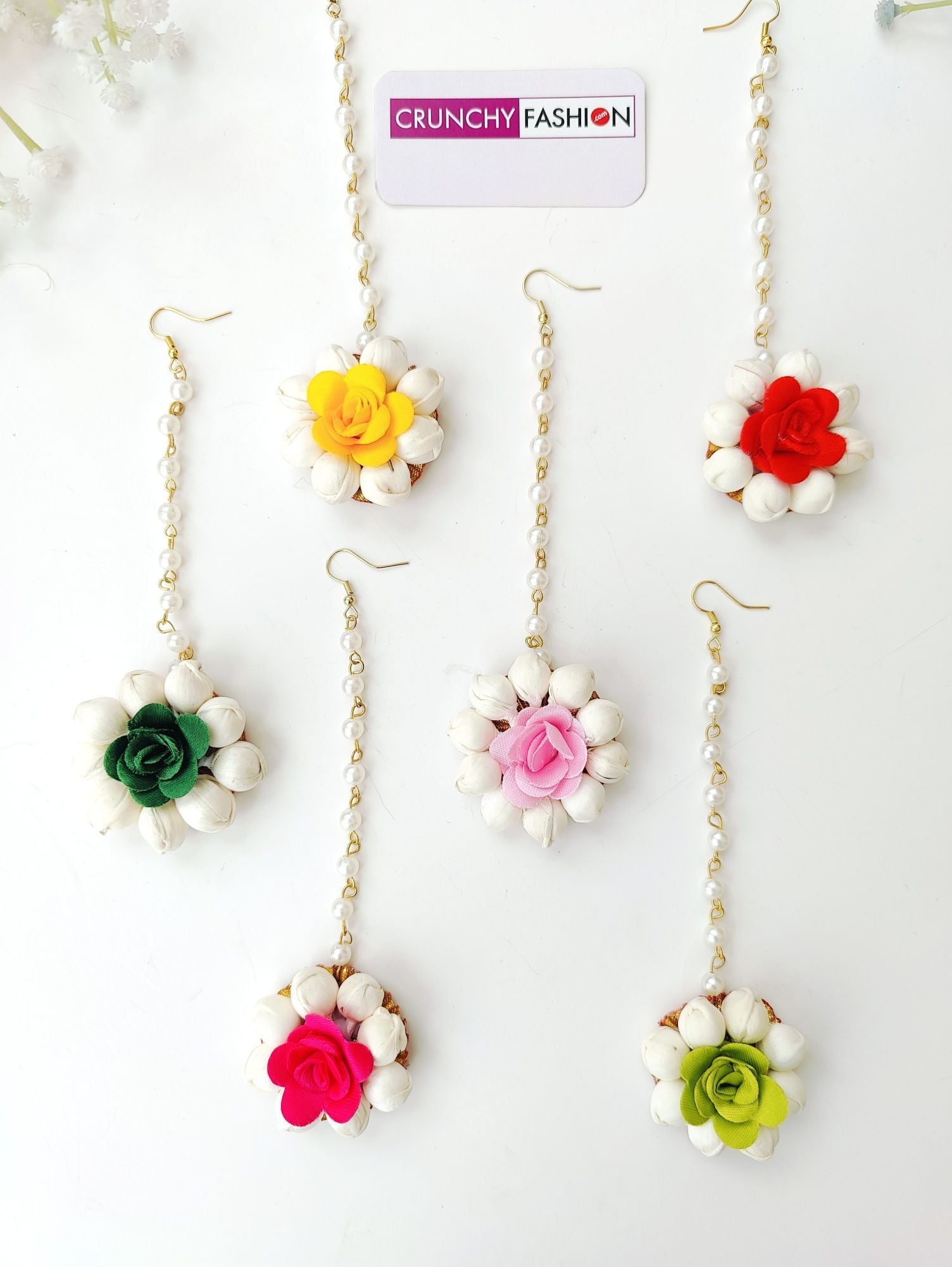 Floral Delight: Multi Handmade Maang Tikka for Haldi & Mehndi