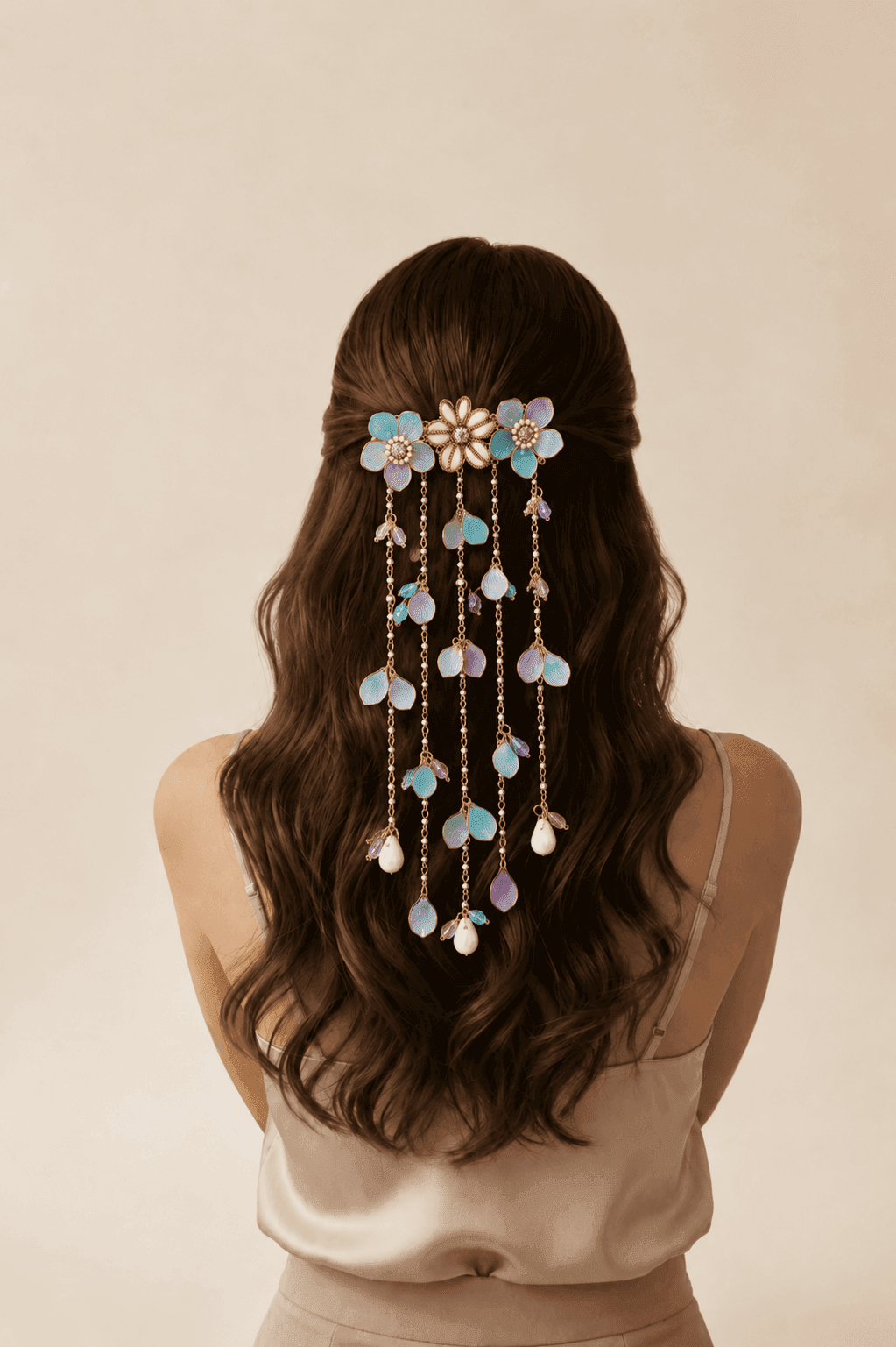 Powder Blue Floral Hair Strings for Haldi & Weddings