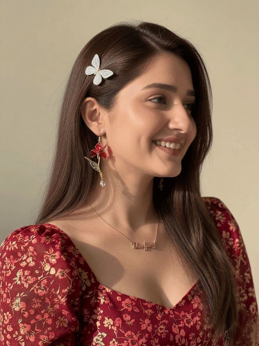 Handmade Floral Resin Drop Earrings in Cheery Red
