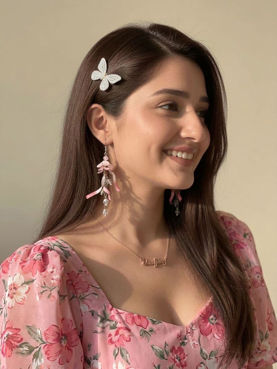 Soft Pink Floral Resin Drop Earrings for Women