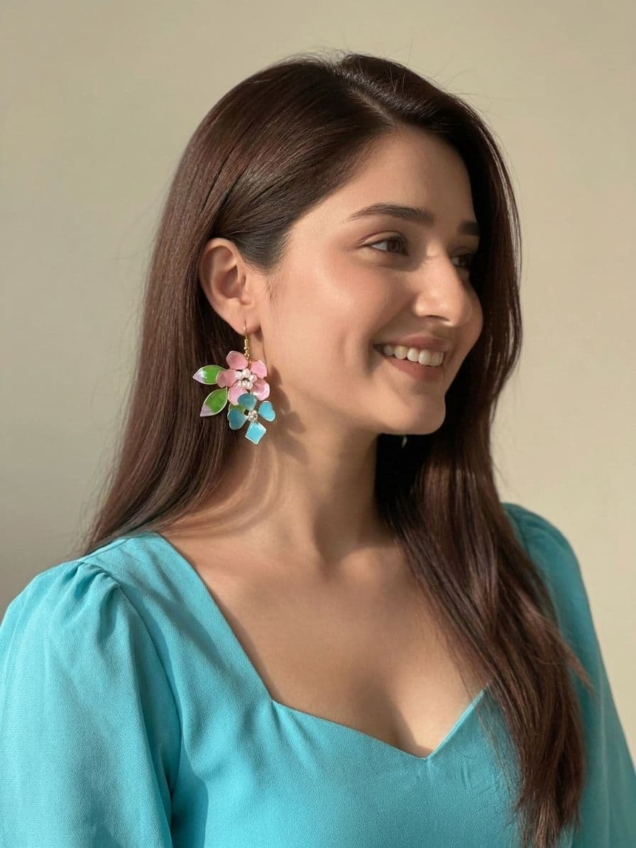 Handmade Multi Color Floral Resin Drop Earrings