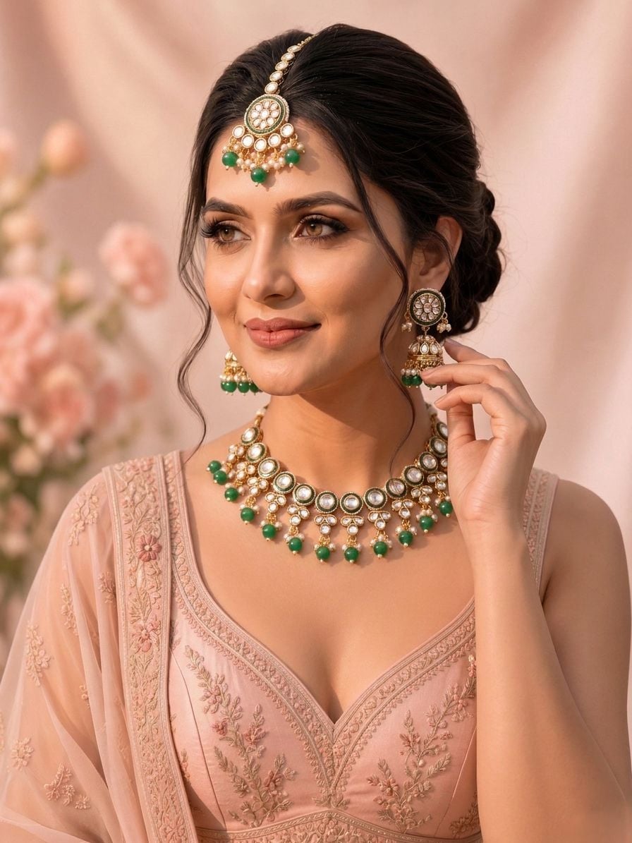 Golden Euphoria Bridal Kundan Pearl Necklace Set