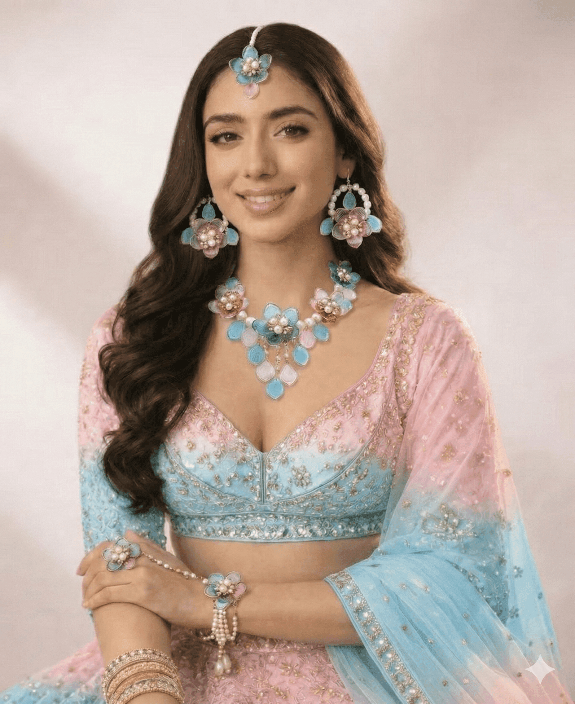 Blue Eden - Acrylic Floral Carnival Necklace Set for Stylish Brides