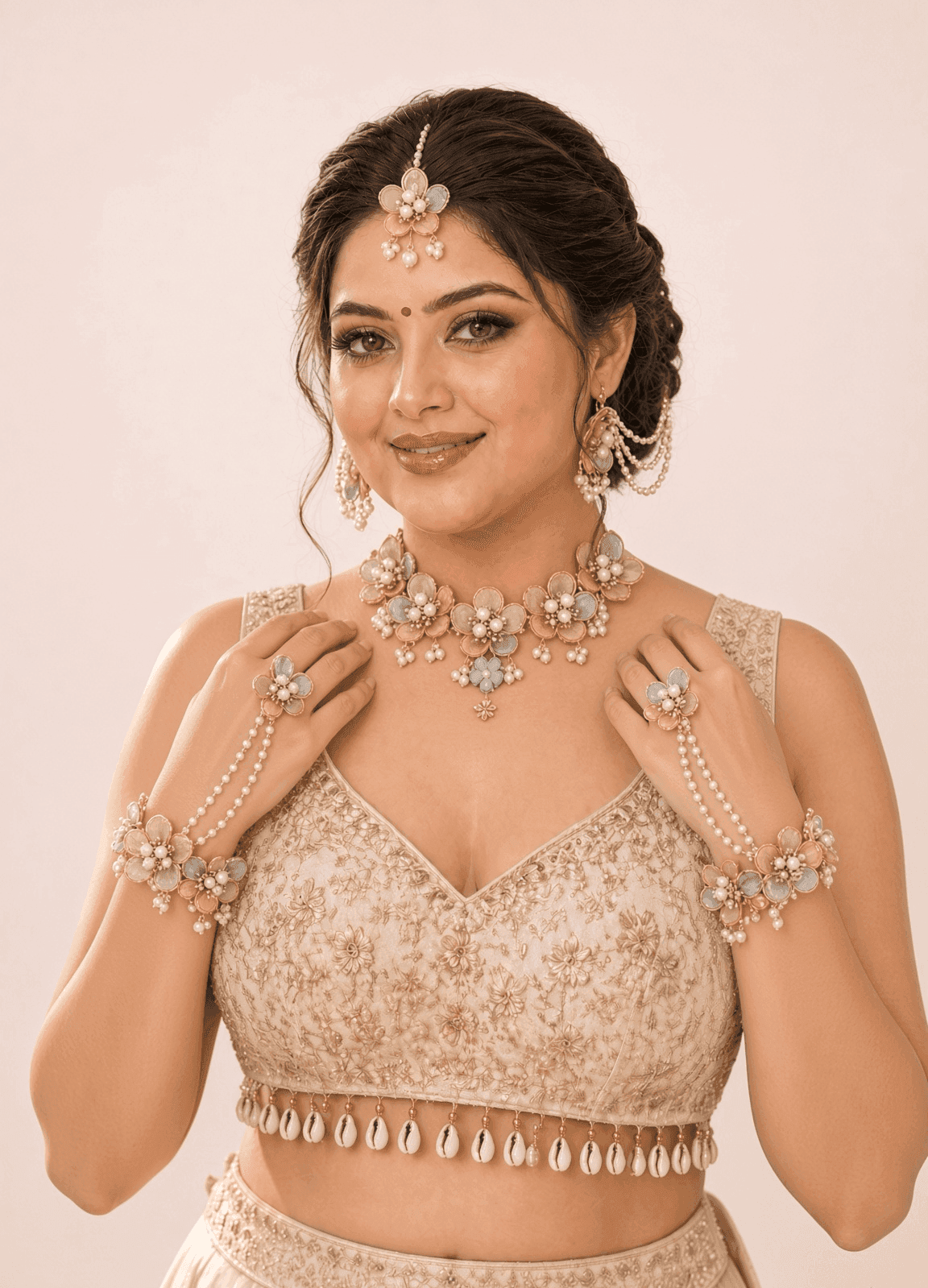 Carnival Resin Art: Multi Floral Bridal Jewellery Set for Haldi-Mehndi