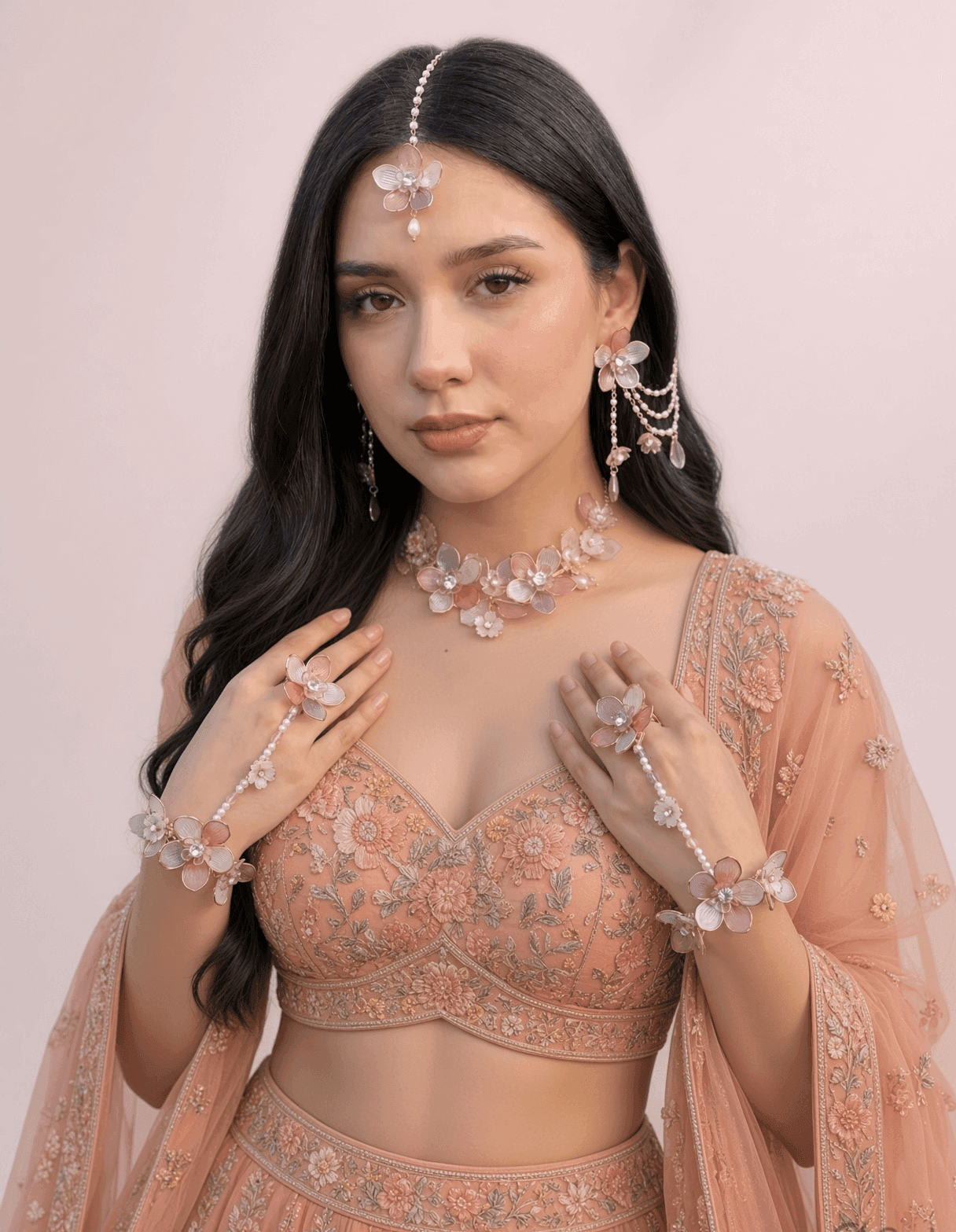 Lavender-Pink Floral: Handmade Acrylic Carnival Jewelry for Brides