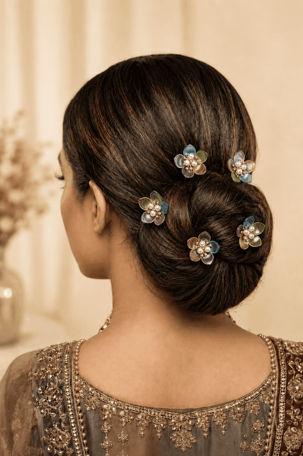 Multicolored Acrylic Floral Wedding Hair Pins