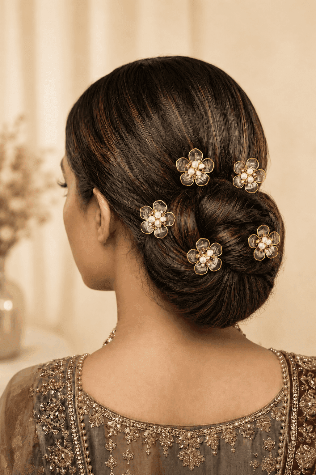 Multicolored Floral Acrylic Hair Pins for Weddings