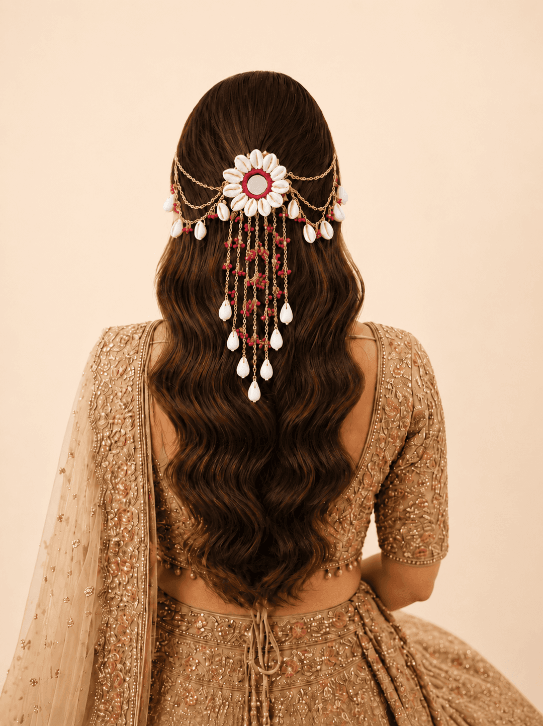 Handmade Shell & Pink Pearl Bridal Hair Accessory