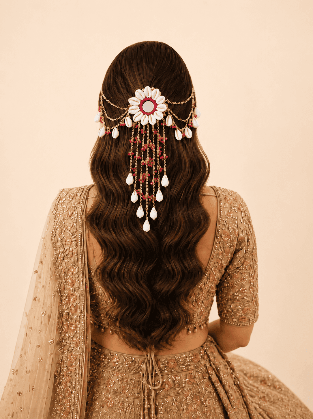 Handmade Shell & Pink Pearl Bridal Hair Accessory