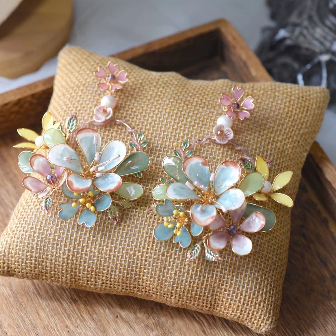 Handcrafted Blooms: Real Flower Handmade Resin and Copper Earrings