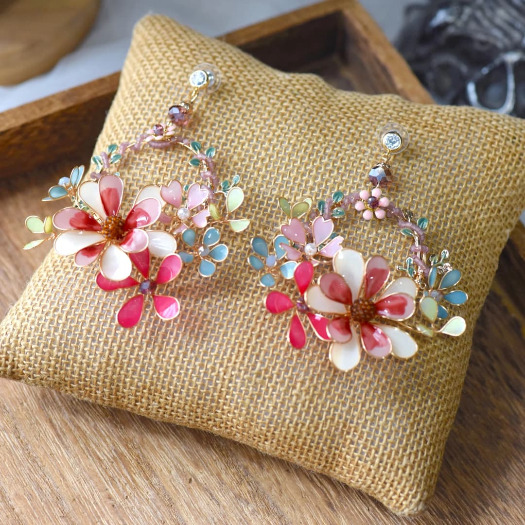 Handcrafted Floral Drop Resin Earrings for Women - Lightweight & Stunning
