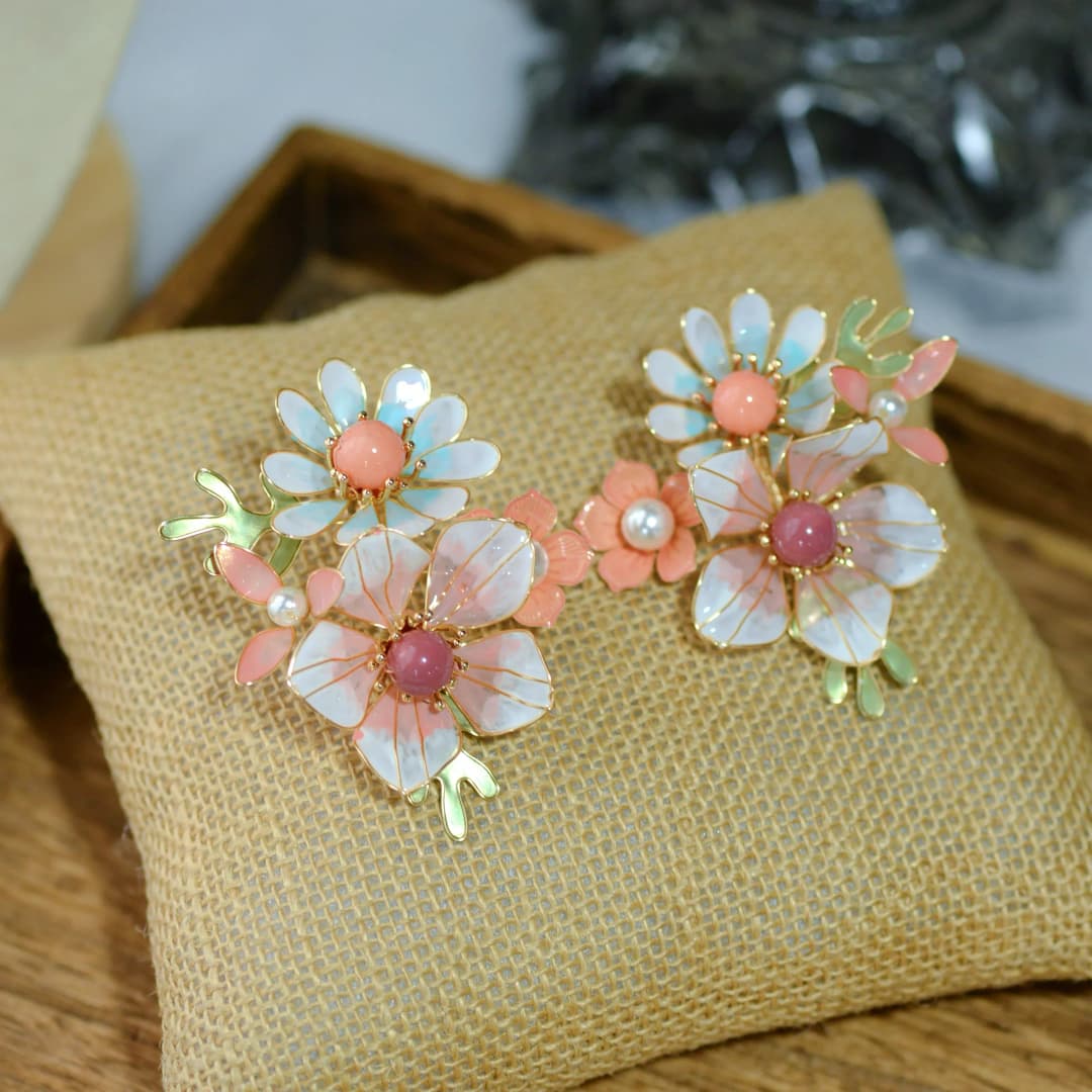 Handcrafted Resin Earrings for Women, Lightweight Floral Designer Drops