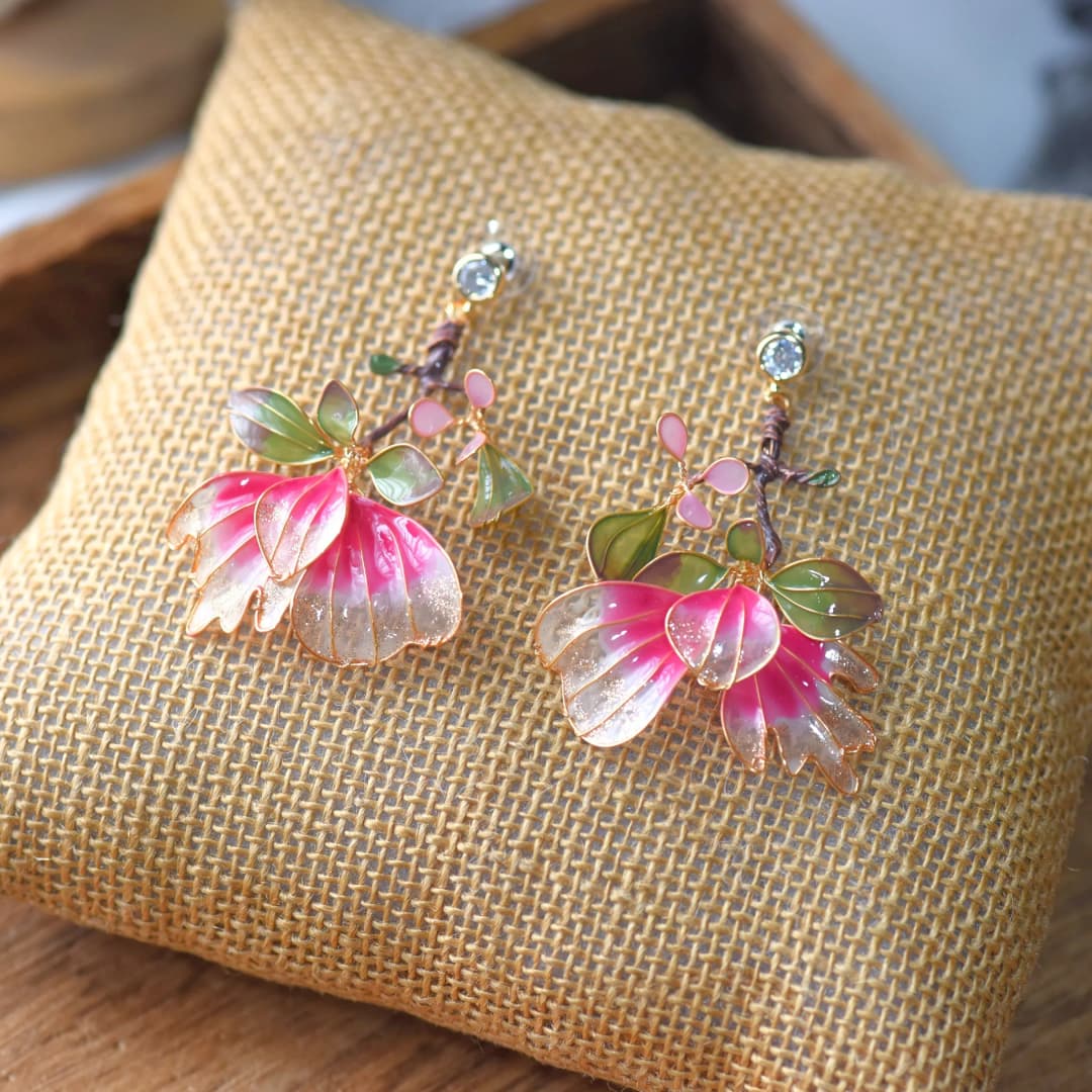 Designer Handmade Resin Earrings for Women - Lightweight Floral Drop Pair