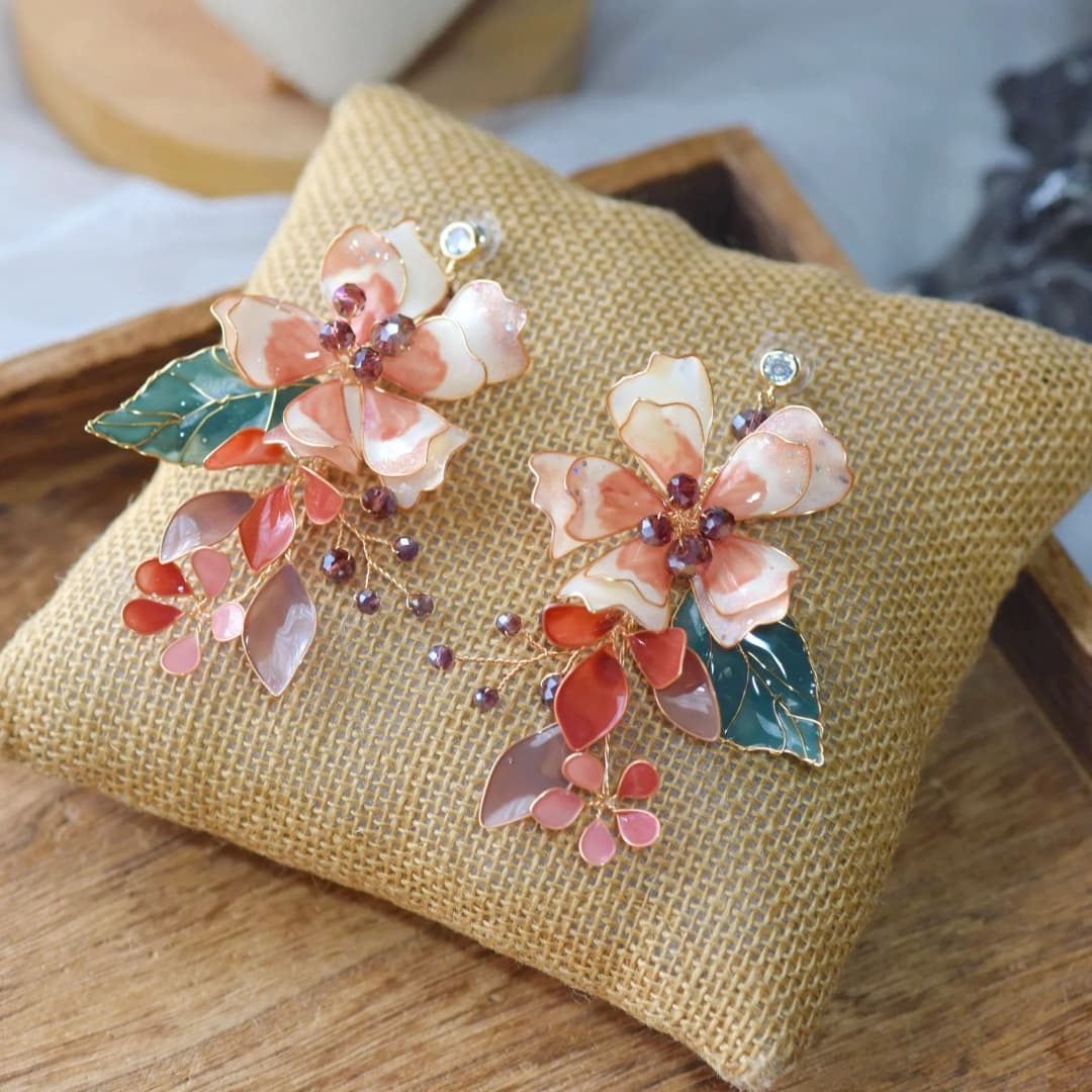 Floral Drop: Designer Handmade Women's Resin Earrings, 8cms