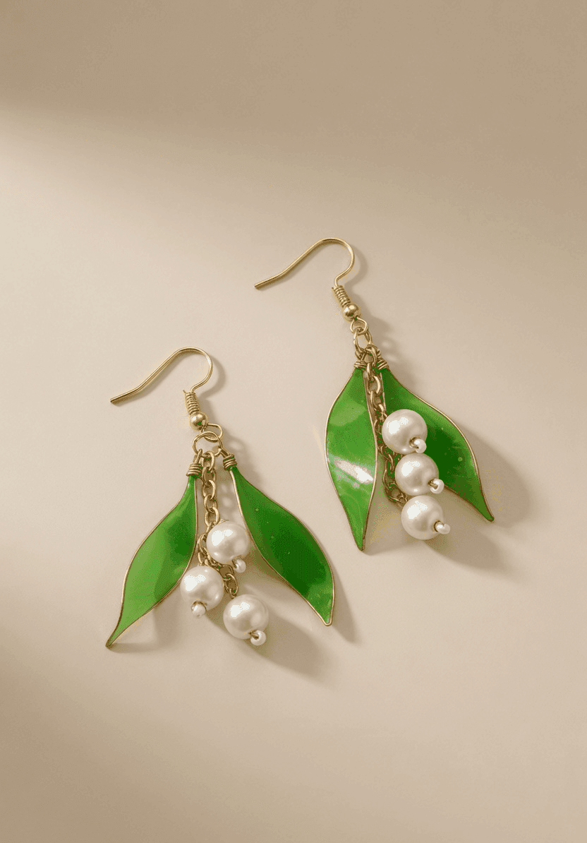 Handmade Green & White Floral Resin Drop Earrings