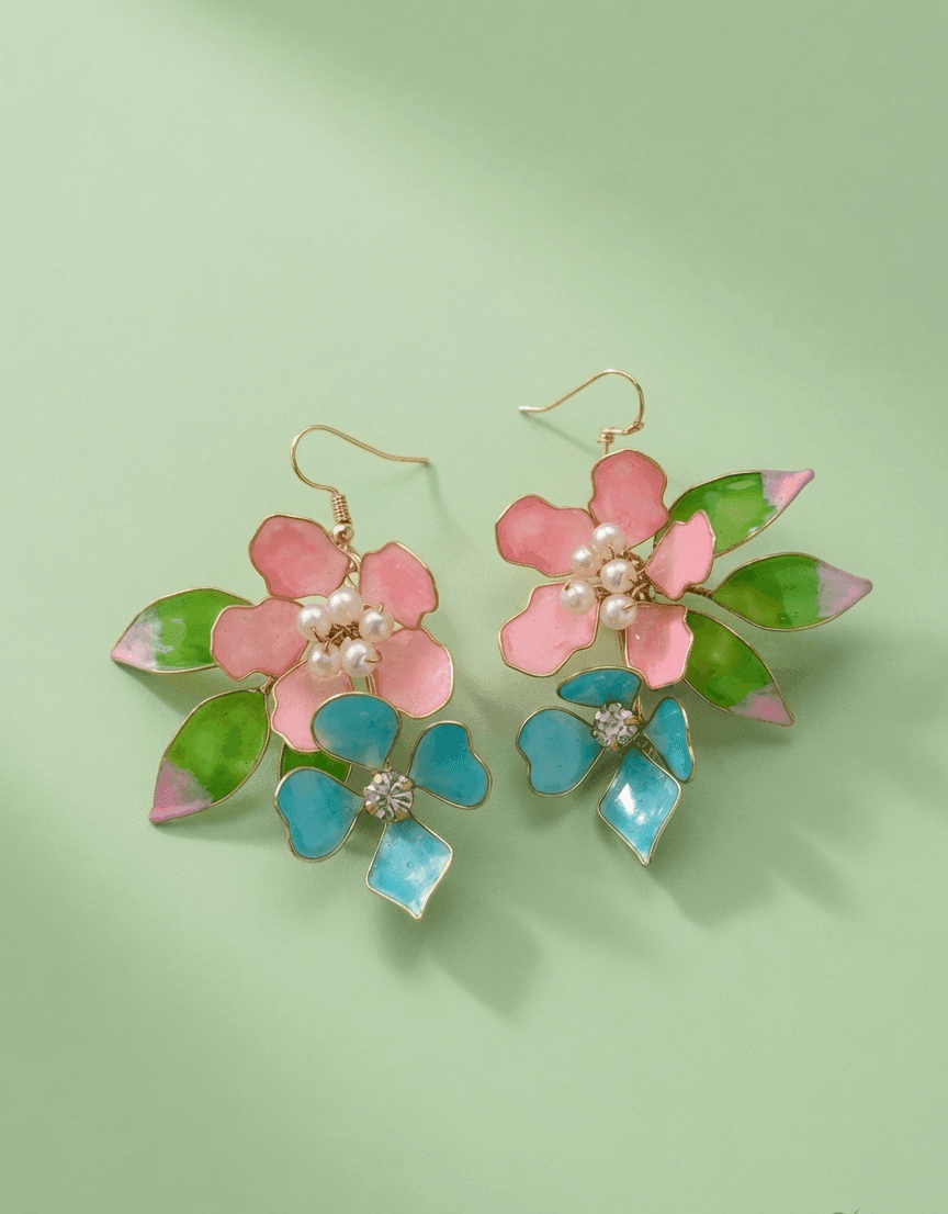 Handmade Multi Color Floral Resin Drop Earrings
