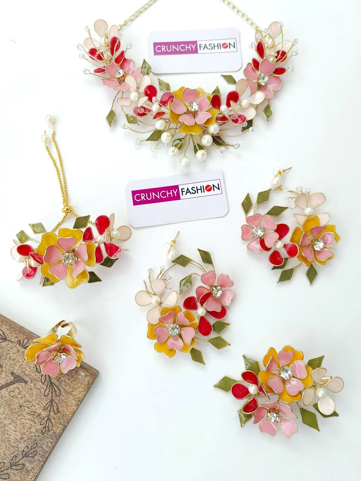 Designer Handmade Floral Resin Jewellery Set for Haldi & Mehndi Brides