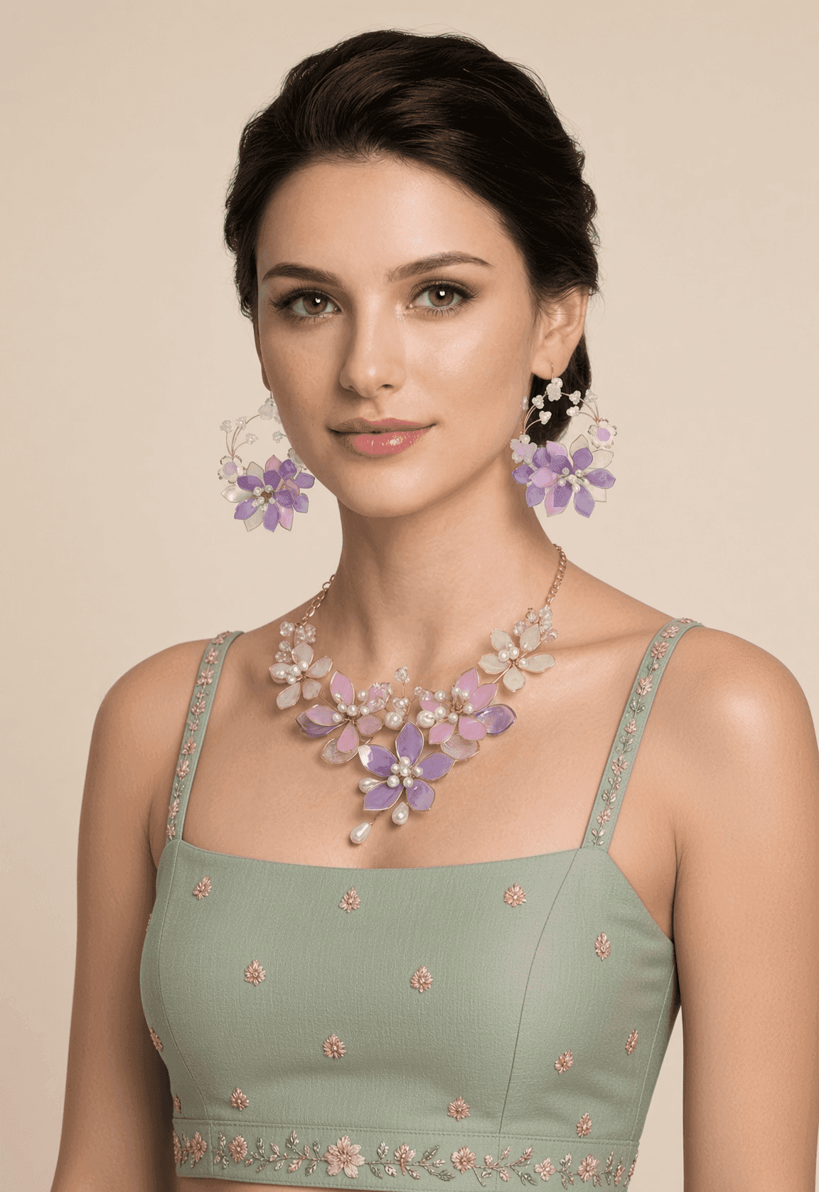 Designer Purple Resin Jewellery Set for Haldi Mehndi & Bridal Wear