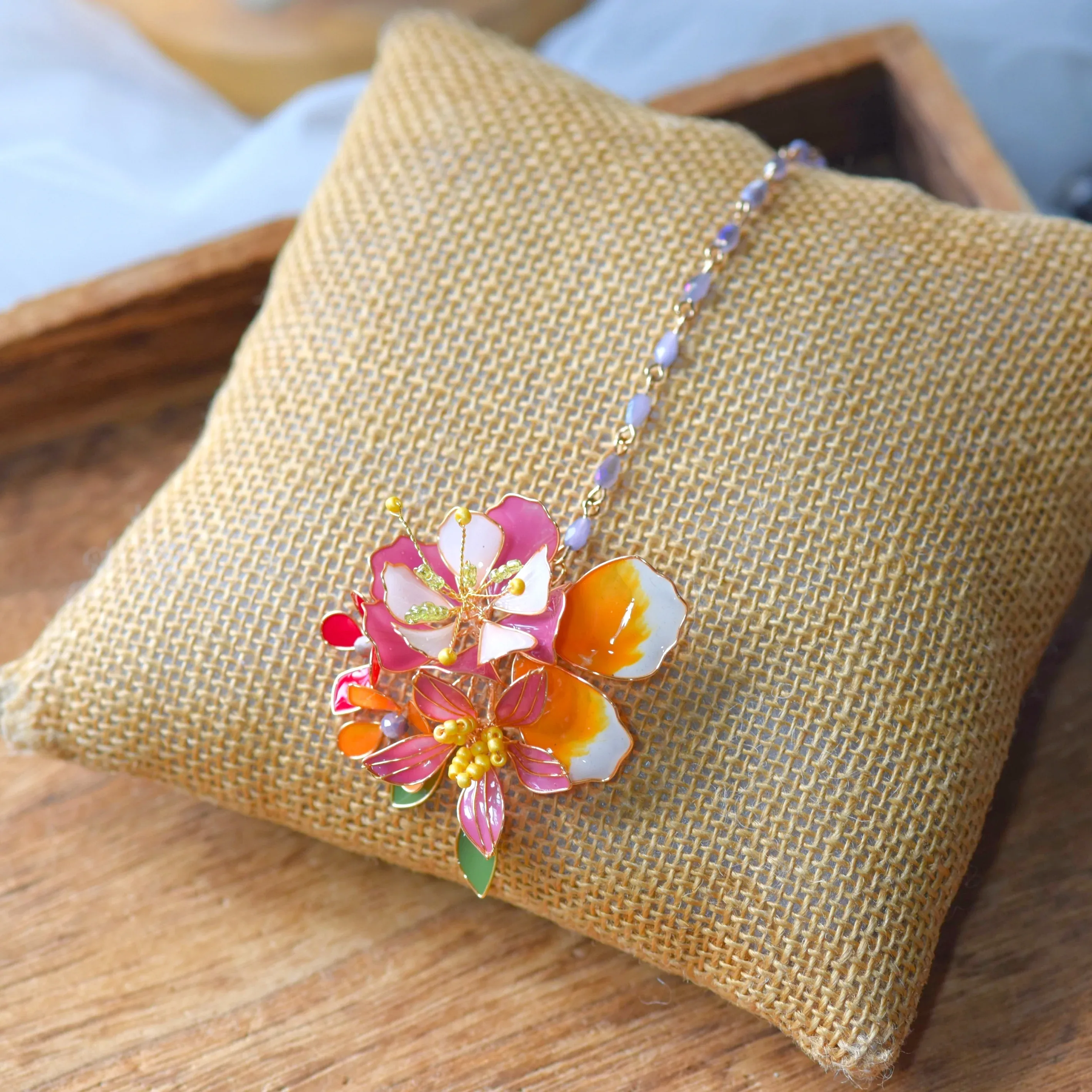 Handcrafted Resin Designer Maang Tikka with Pearl Floral Accents