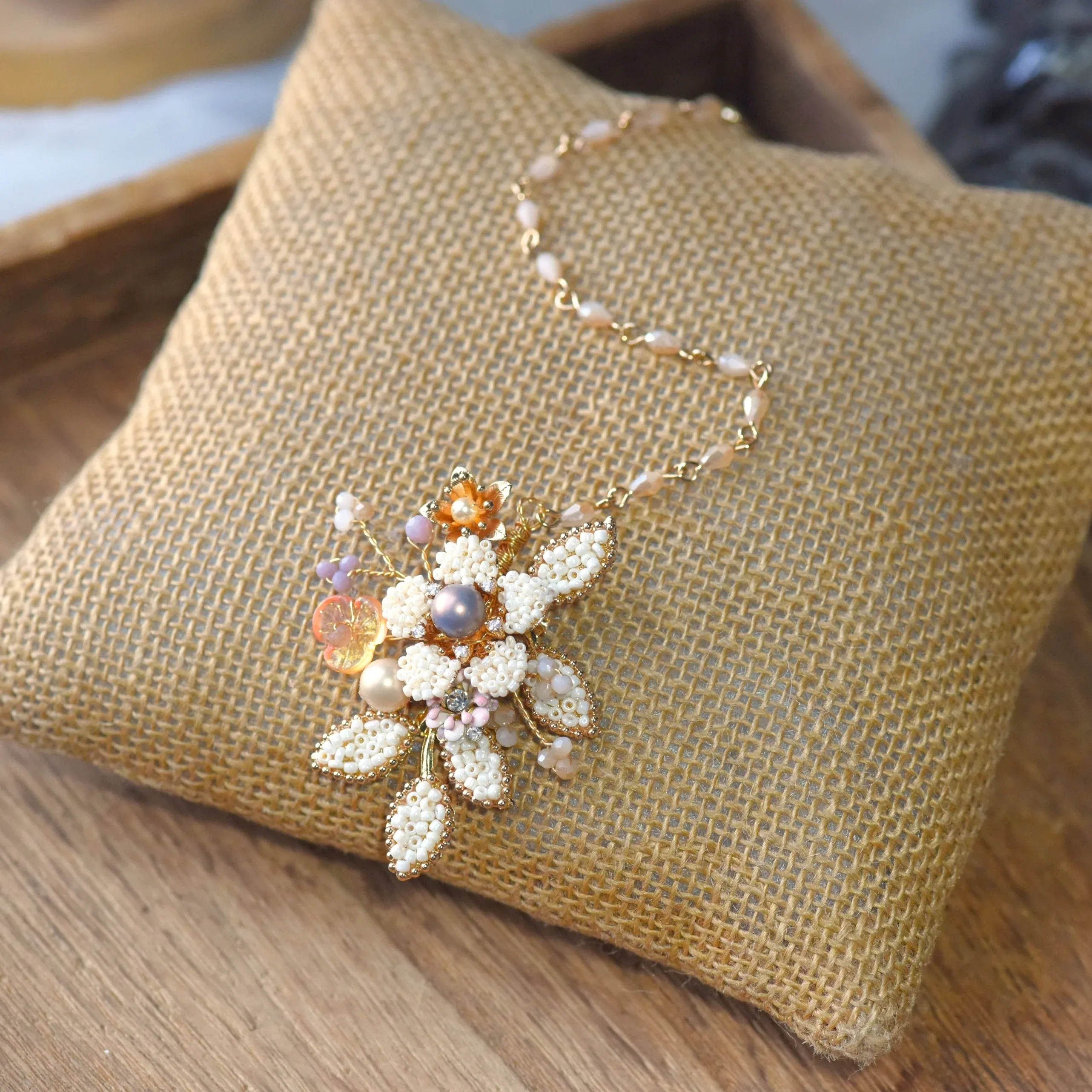 Crafted Designer Resin Maang Tikka - Handmade, Floral with Pearl Accents