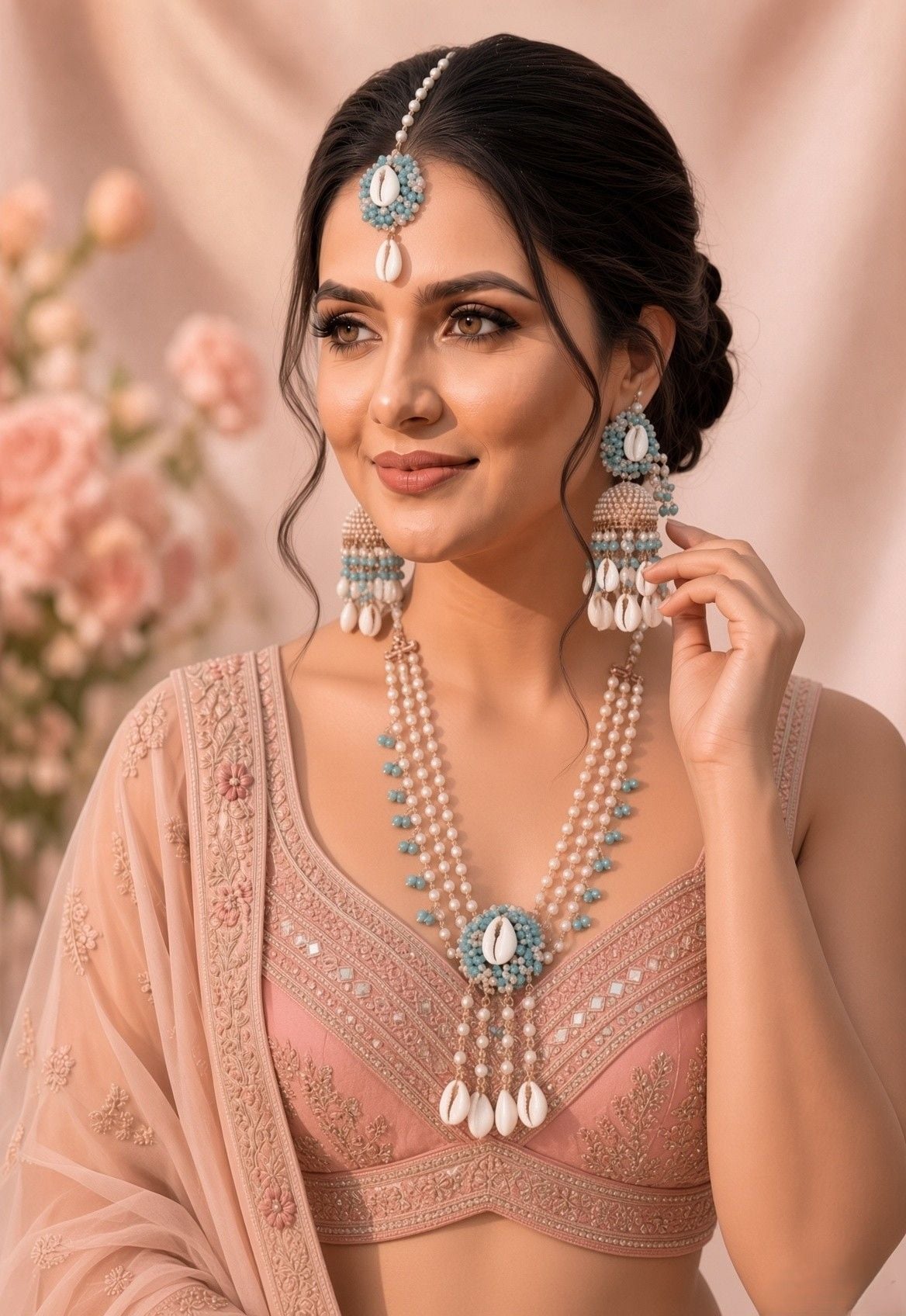Lavender Sea Shell Haldi Mehndi Jewellery Set
