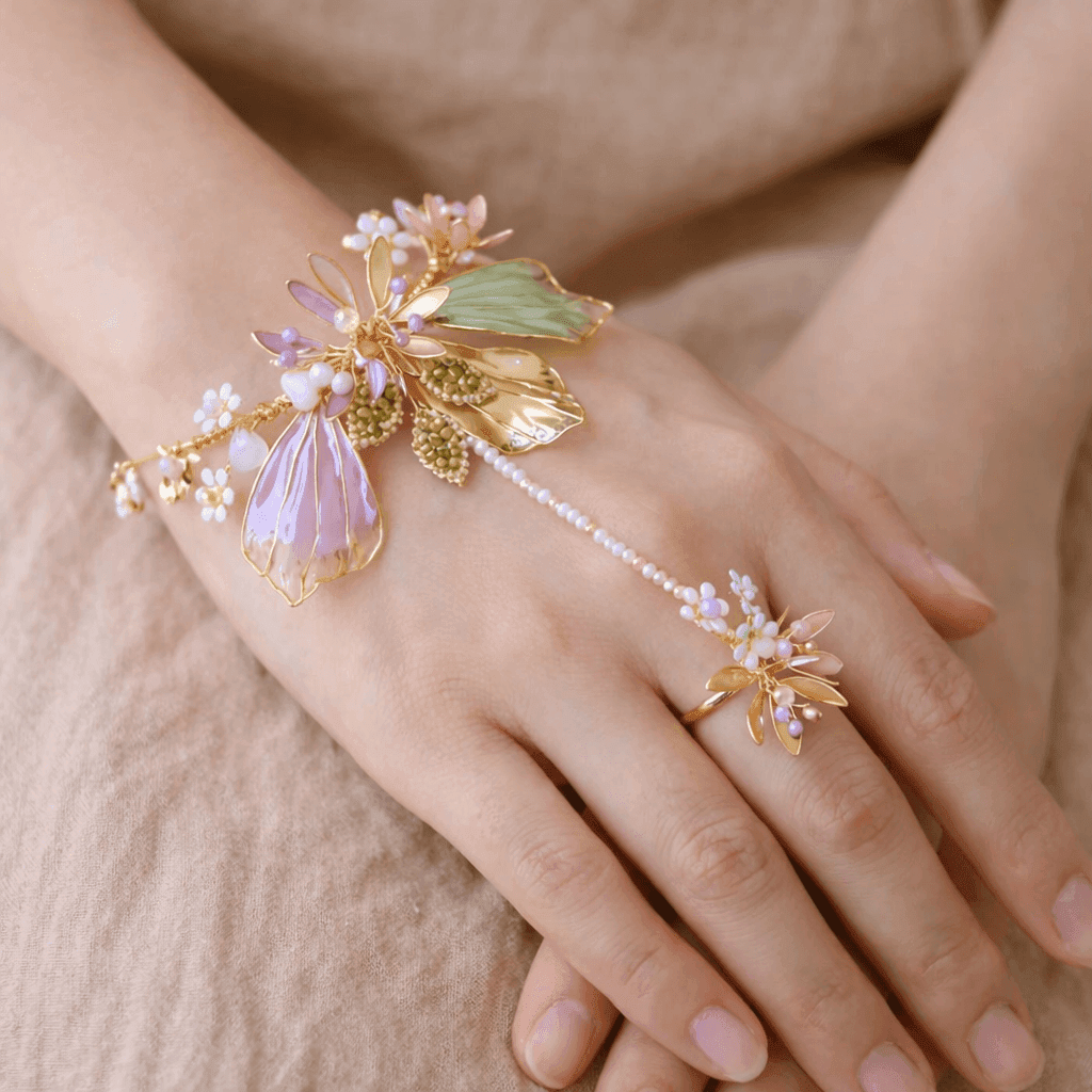 Blossoming Resin Floral Hathphool: Hand Harness Jewellery