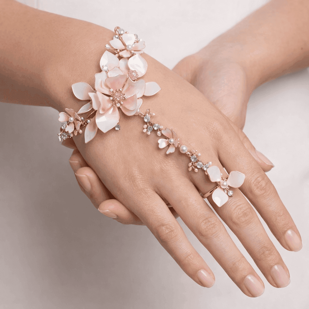 Handcrafted Resin Flower Hathphool: Artistic Hand Harness Jewellery