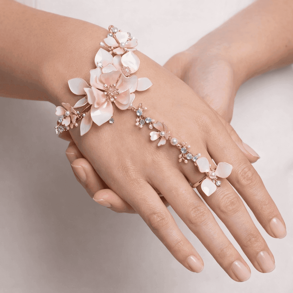Handcrafted Resin Flower Hathphool: Artistic Hand Harness Jewellery