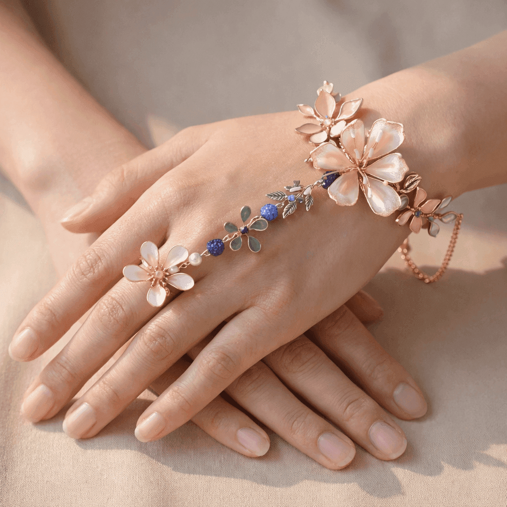 Elegant Resin Flower Hathphool | Handmade Hand Harness Jewellery