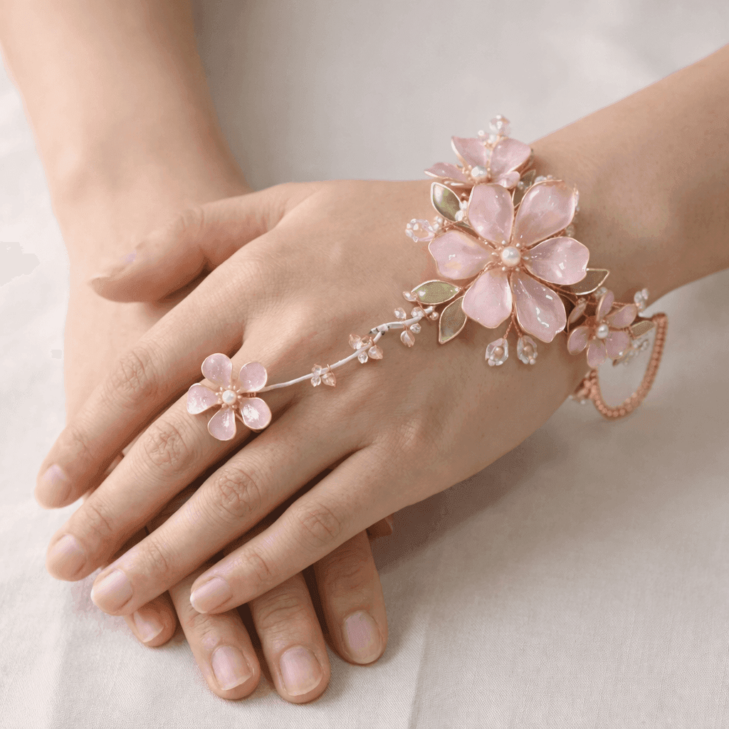 Blossom Grace Resin Flower Hathphool - Hand Harness Jewellery